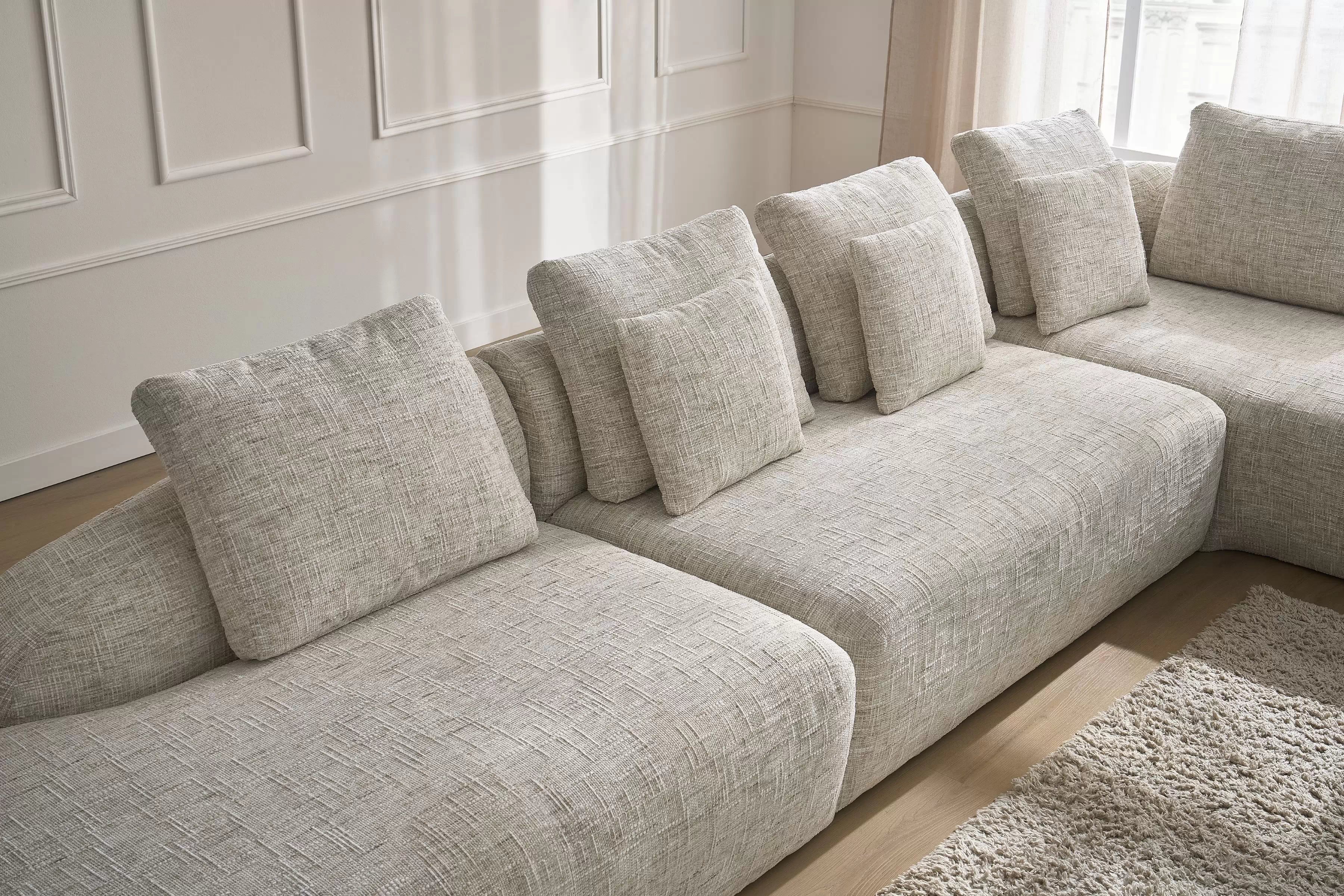 Rohová sedací souprava Finezal OTOL+2S+OTZP - béžová tkanina Tracy 211-04 Rohová sedací souprava pro obývacího pokoje Finezal OTOL+2S+OTZP - béžová plecionka Tracy 211-04