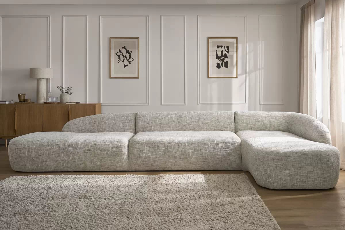 Rohová sedací souprava Finezal OTOL+2S+OTZP - béžová tkanina Tracy 211-04 Rohová sedací souprava pro obývacího pokoje Finezal OTOL+2S+OTZP - béžová plecionka Tracy 211-04