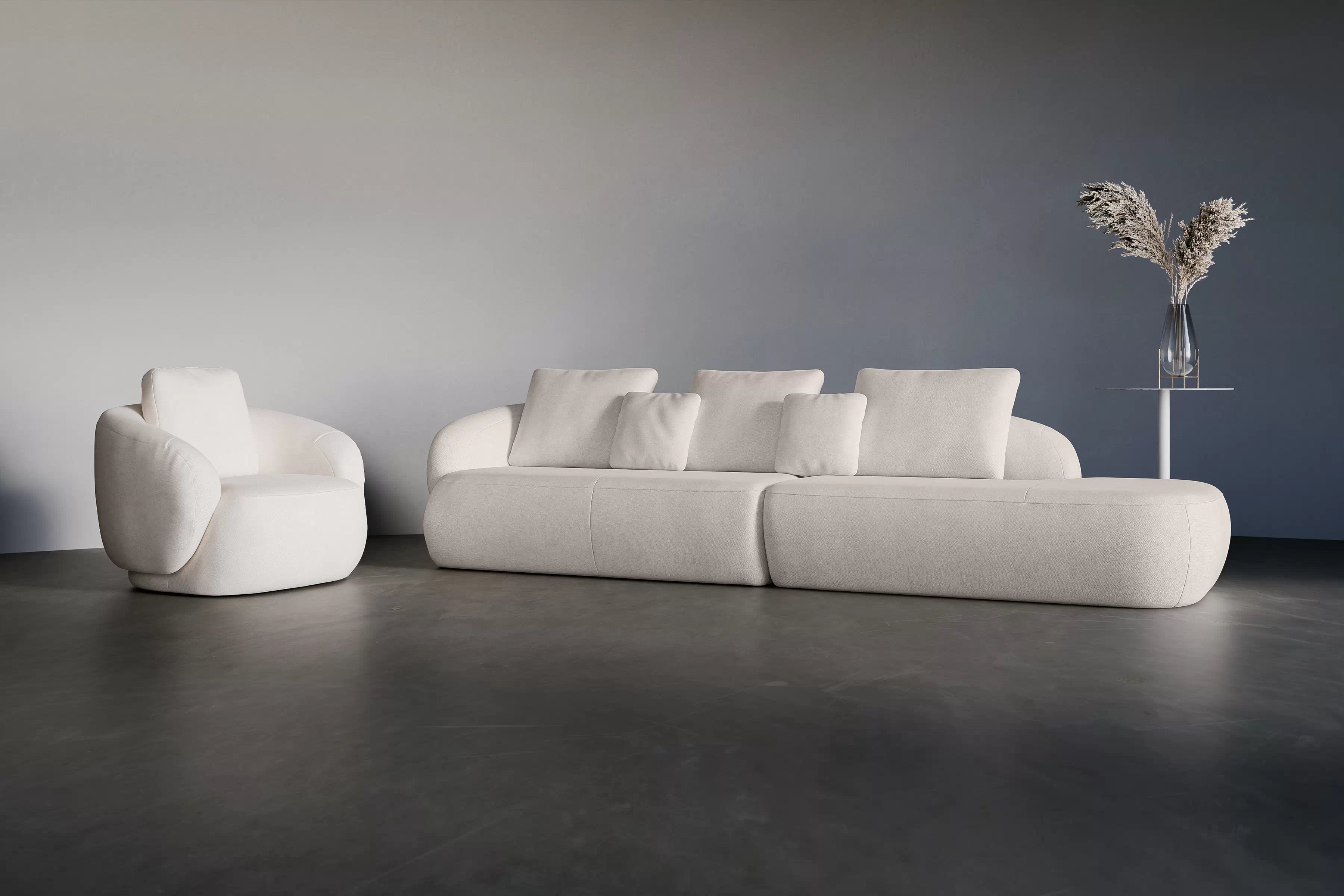 Rohová sedací souprava Finezal OTOL+2L - krémová látka Tender Way 01 Rohová sedací souprava do obývacího pokoje Finezal OTOP+2L - béžová šenil Tender Way 01 