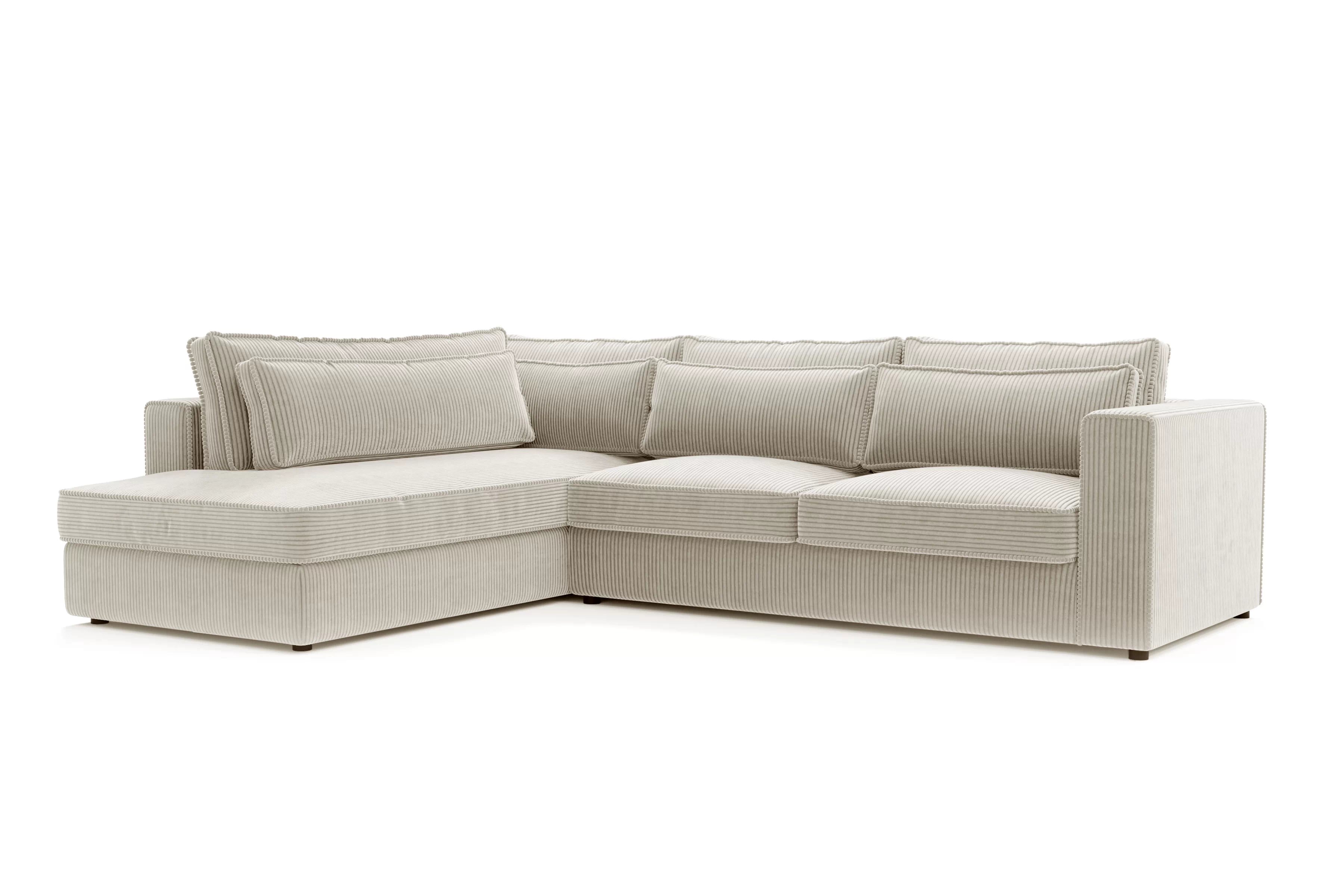 Rohová sedací souprava Larina levá - béžová Lincoln 03 Rohová sedací souprava pro obývacího pokoje Larina levá - béžová manšestr Lincoln 03