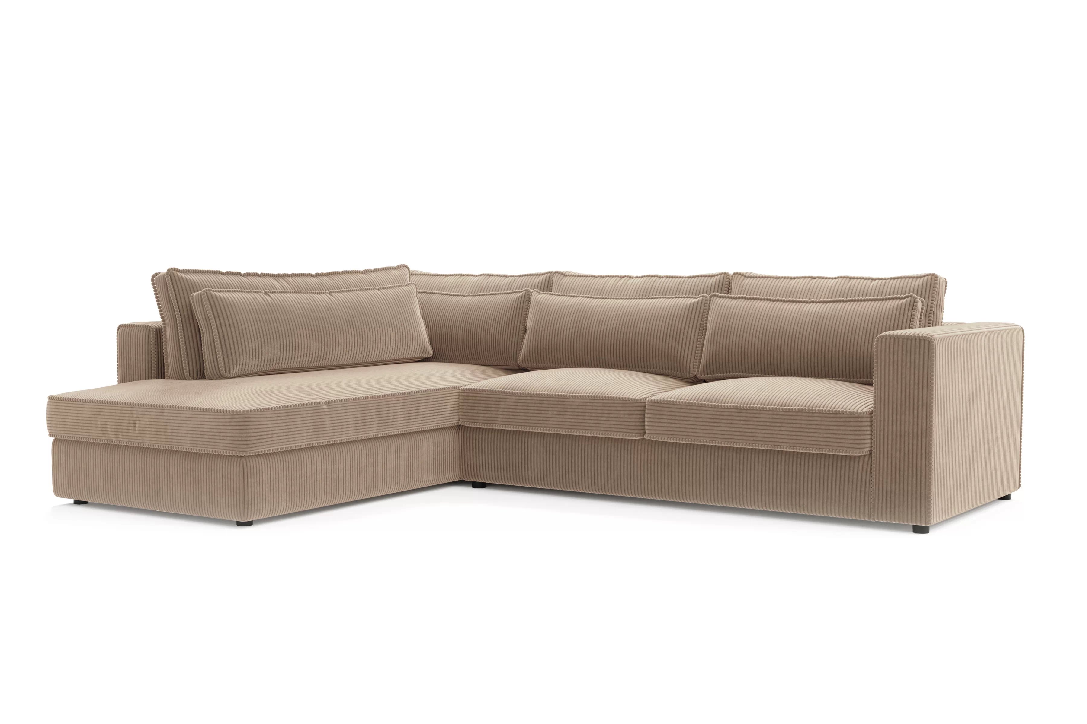 Rohová sedací souprava Larina levá - světle hnědá Lincoln 17 Rohová sedací souprava pro obývacího pokoje Larina levá - jasnobrazowy manšestr Lincoln 17