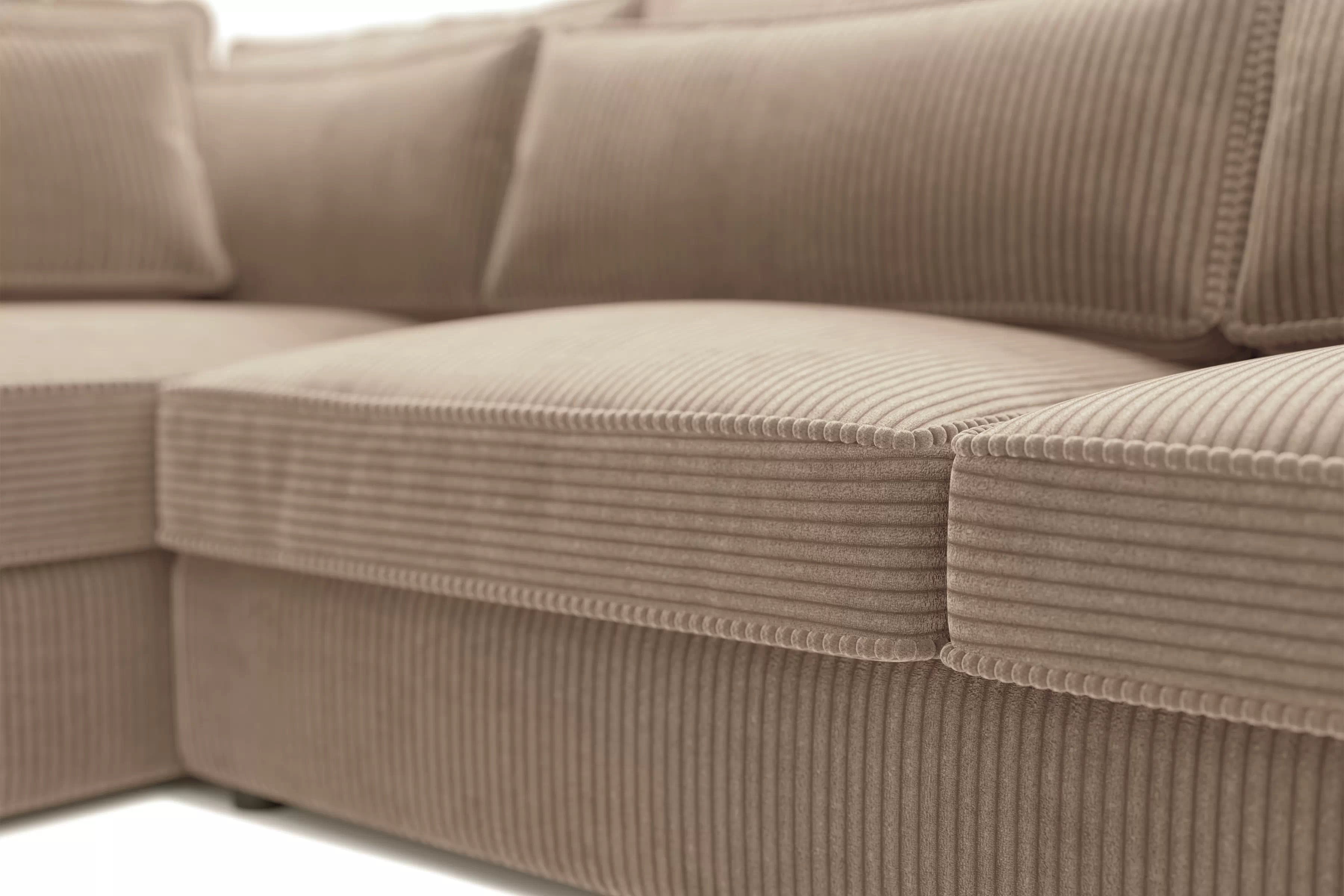 Rohová sedací souprava Larina levá - světle hnědá Lincoln 17 Rohová sedací souprava pro obývacího pokoje Larina levá - jasnobrazowy manšestr Lincoln 17