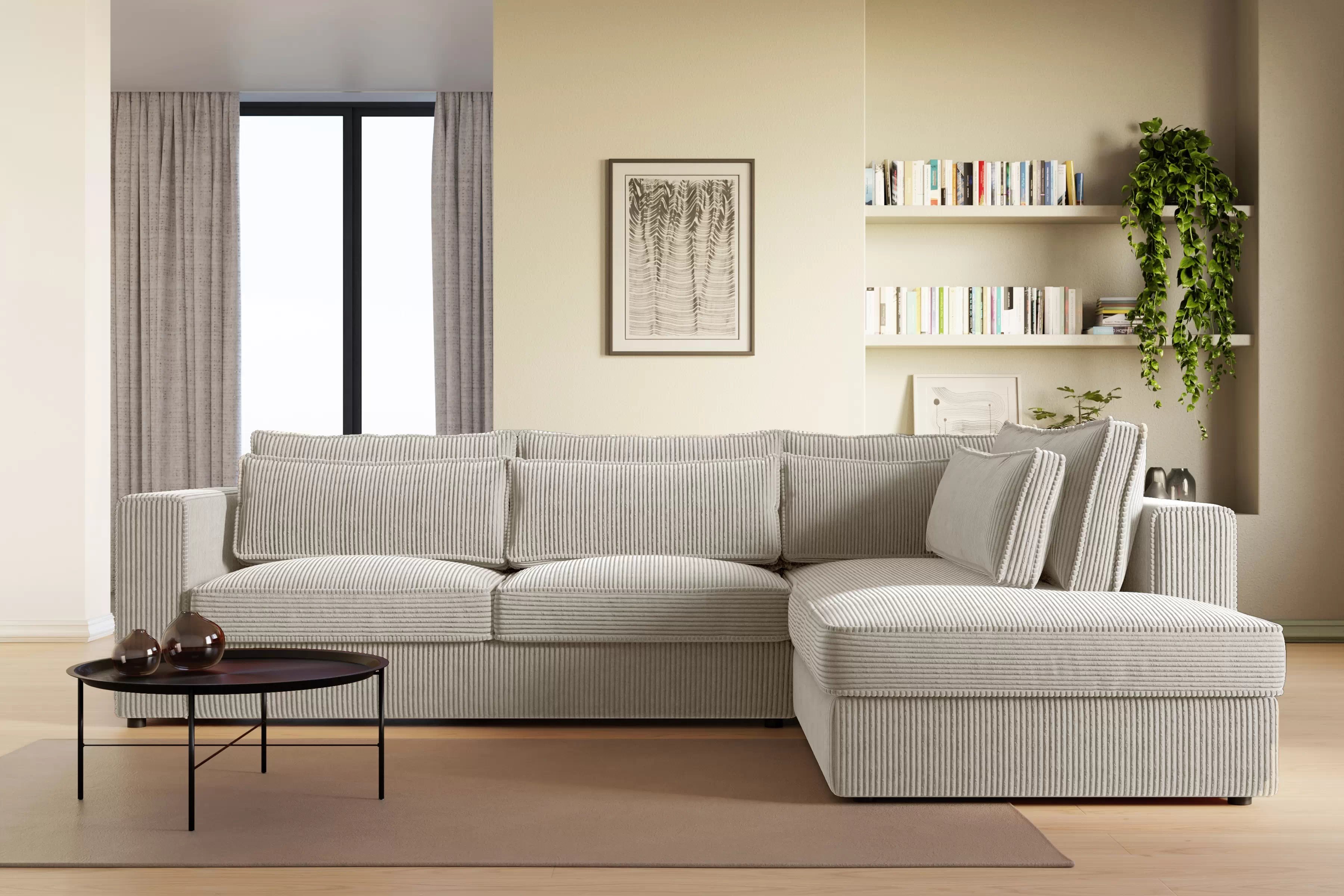 Rohová sedacia súprava Larina pravá - béžový menčester Lincoln 03 Rohová sedacia súprava do obývacej izby Larina pravá strana - béžový MENČESTER Lincoln 03