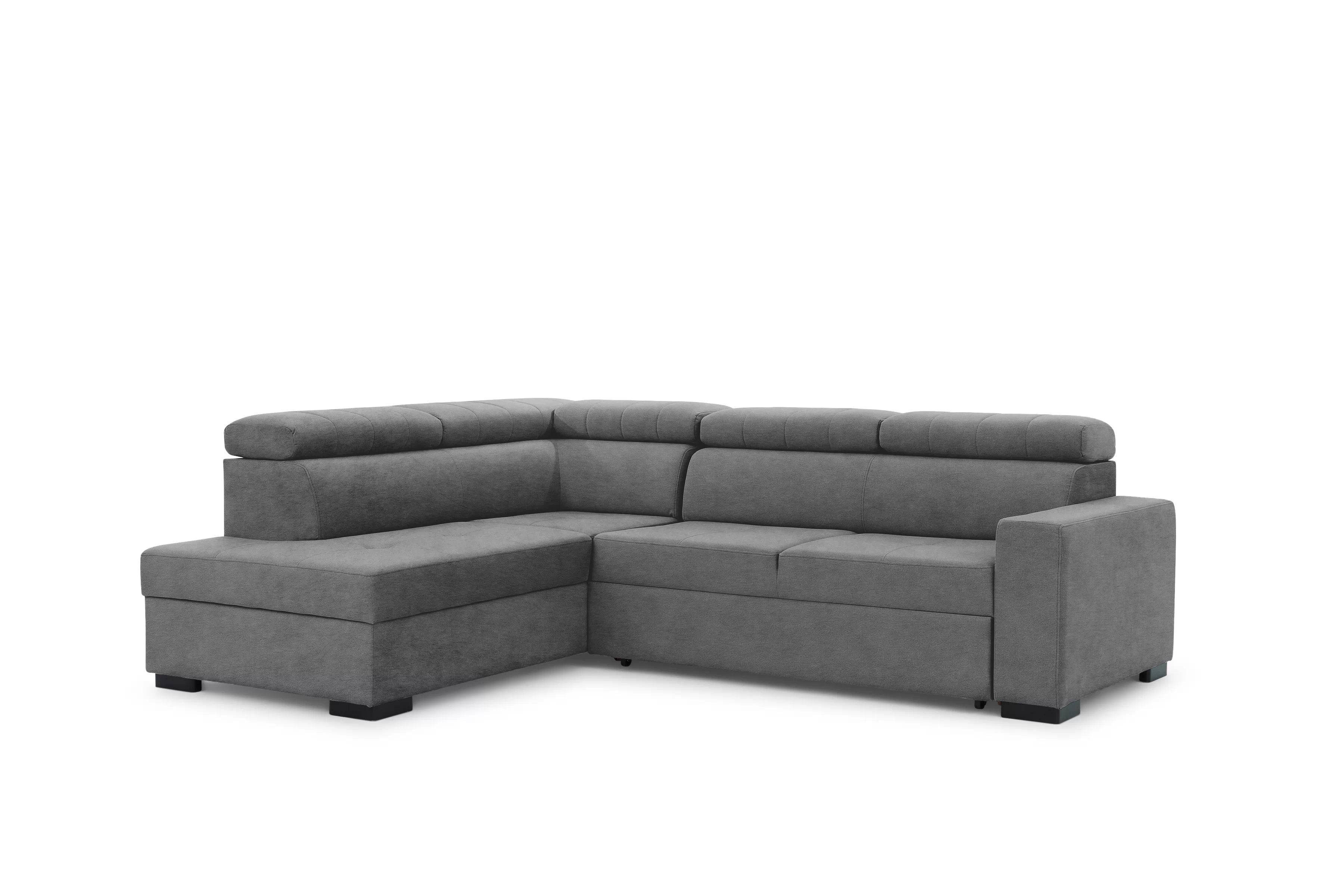 Rozkládací rohová sedací souprava Modeno L levá - grafitová Zetta 304 Rohová sedací souprava pro obývacího pokoje Modeno L levá - šedá samet Zetta 304