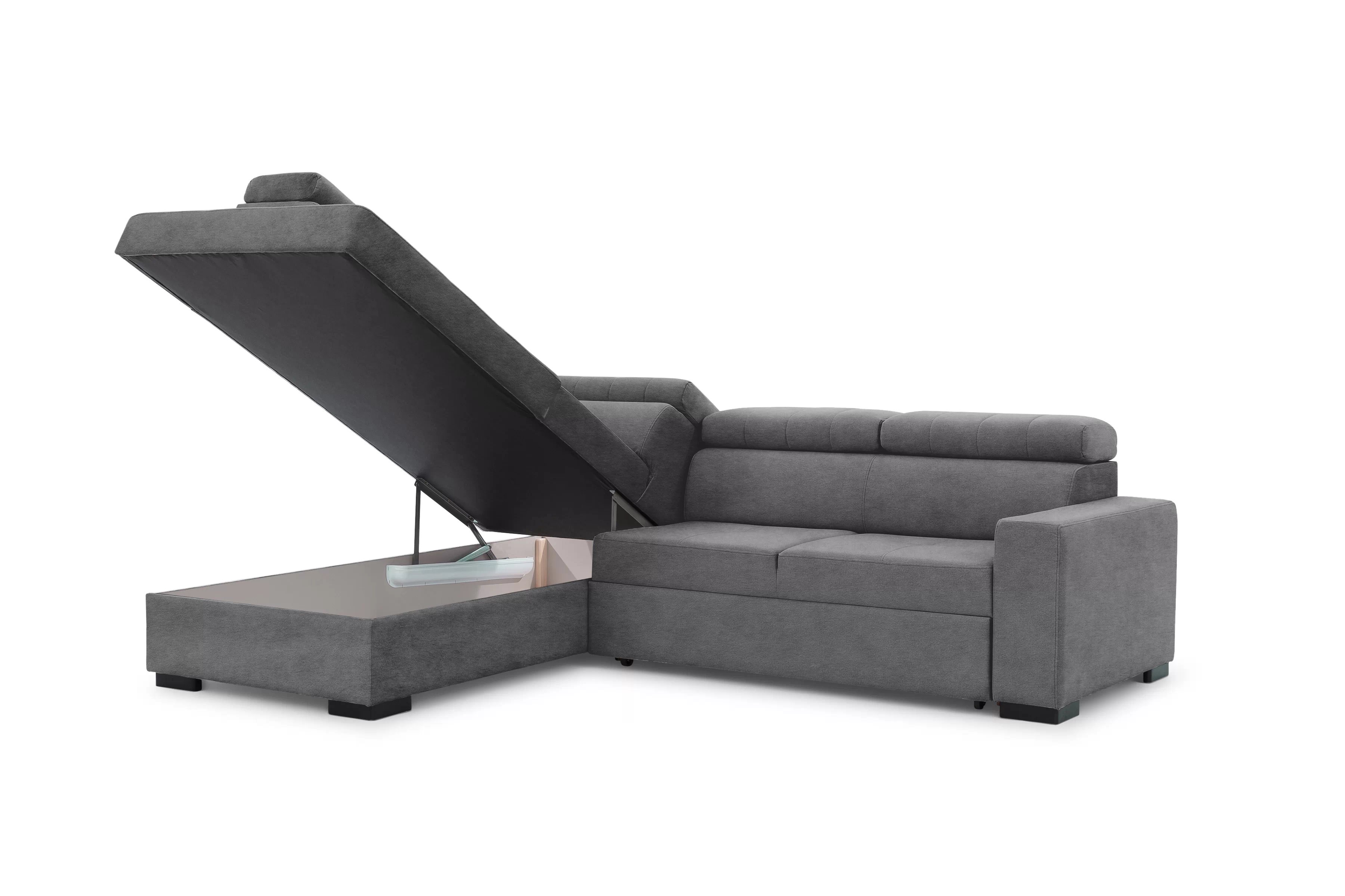 Rozkládací rohová sedací souprava Modeno L levá - grafitová Zetta 304 Rohová sedací souprava pro obývacího pokoje Modeno L levá - šedá samet Zetta 304