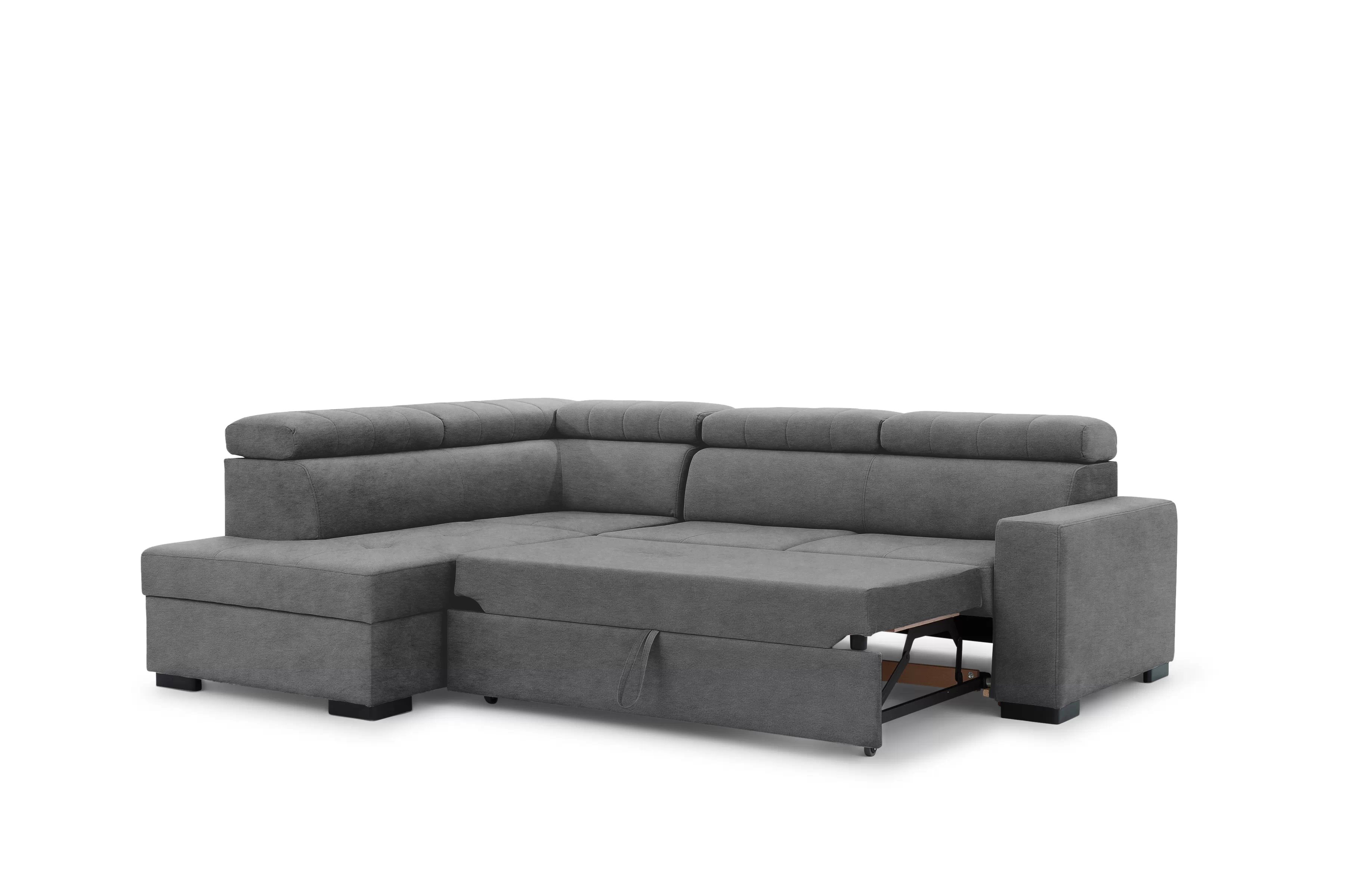 Rozkládací rohová sedací souprava Modeno L levá - grafitová Zetta 304 Rohová sedací souprava pro obývacího pokoje Modeno L levá - šedá samet Zetta 304