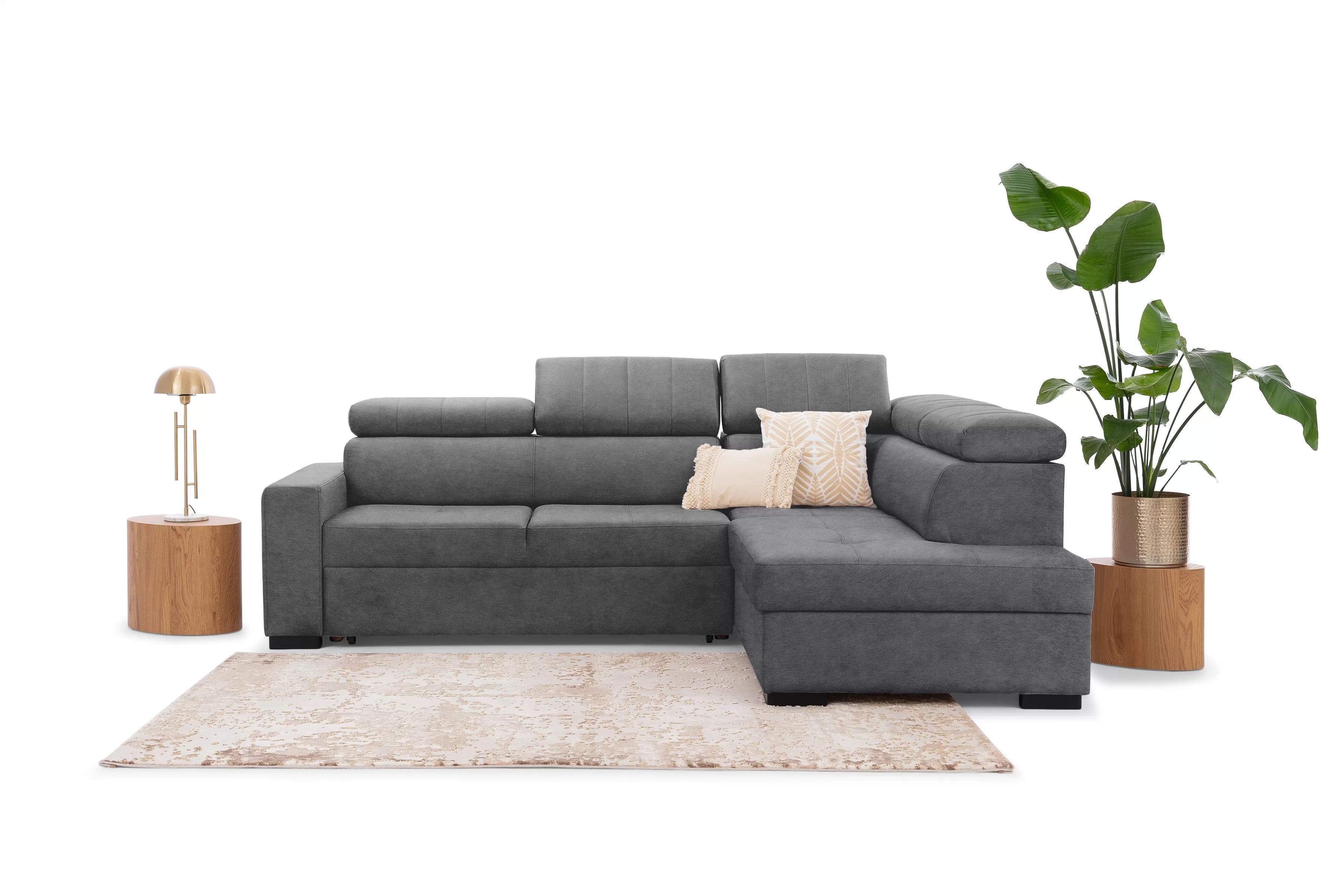 Rozkládací rohová sedací souprava Modeno L pravá - grafitová Zetta 304 Rohová sedací souprava pro obývacího pokoje Modeno L pravá - šedá samet Zetta 304