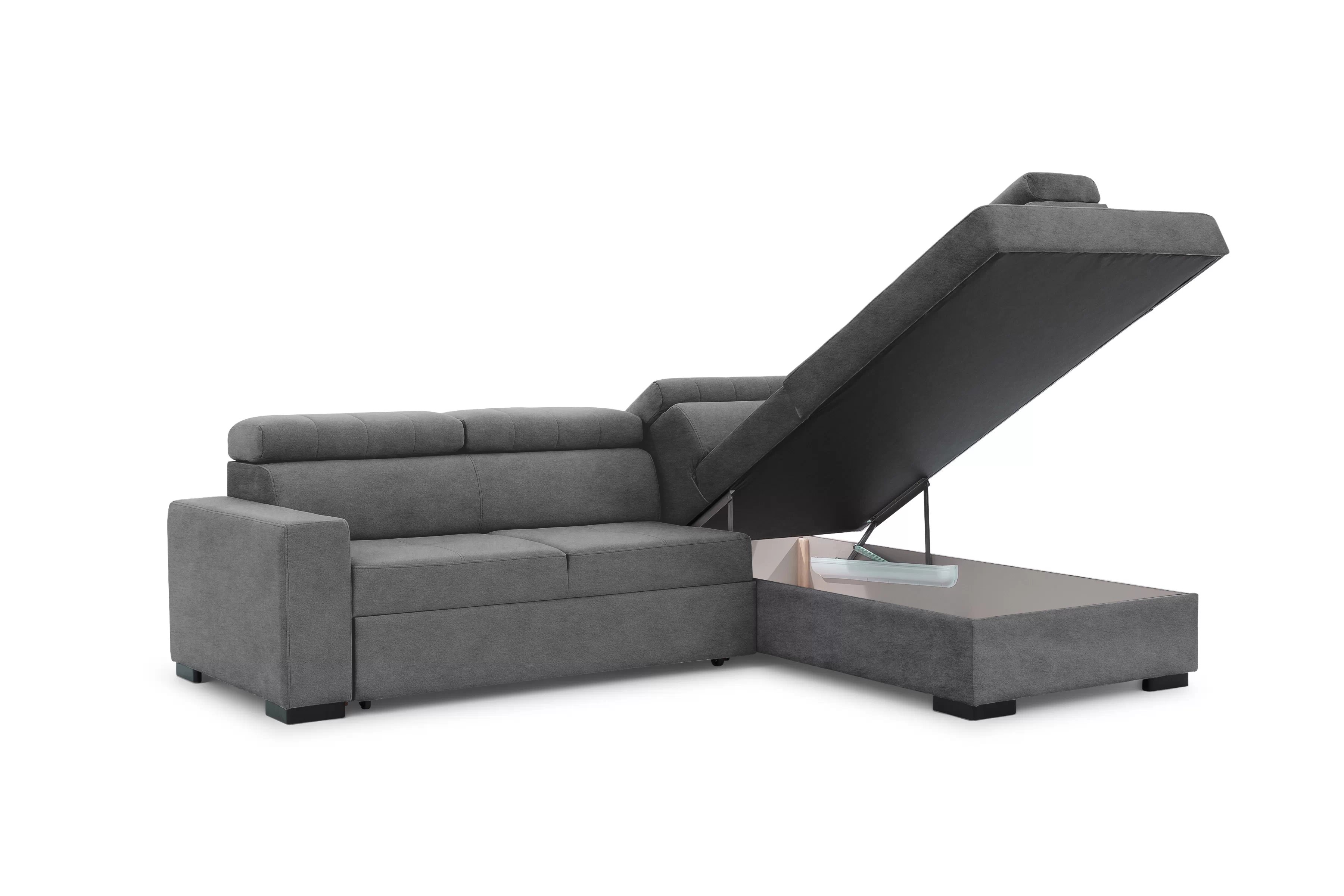 Rozkládací rohová sedací souprava Modeno L pravá - grafitová Zetta 304 Rohová sedací souprava pro obývacího pokoje Modeno L pravá - šedá samet Zetta 304