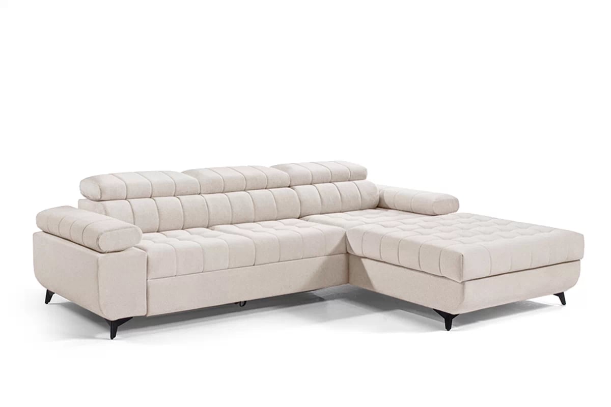 Rohová sedačka Dragonis L II pravostranná s funkciou spania - béžový šenil Ditra New 20 Rohová sedacia súprava Dragonis L II s funkciou spánku pravá strana - béžový šenil Ditra New 20