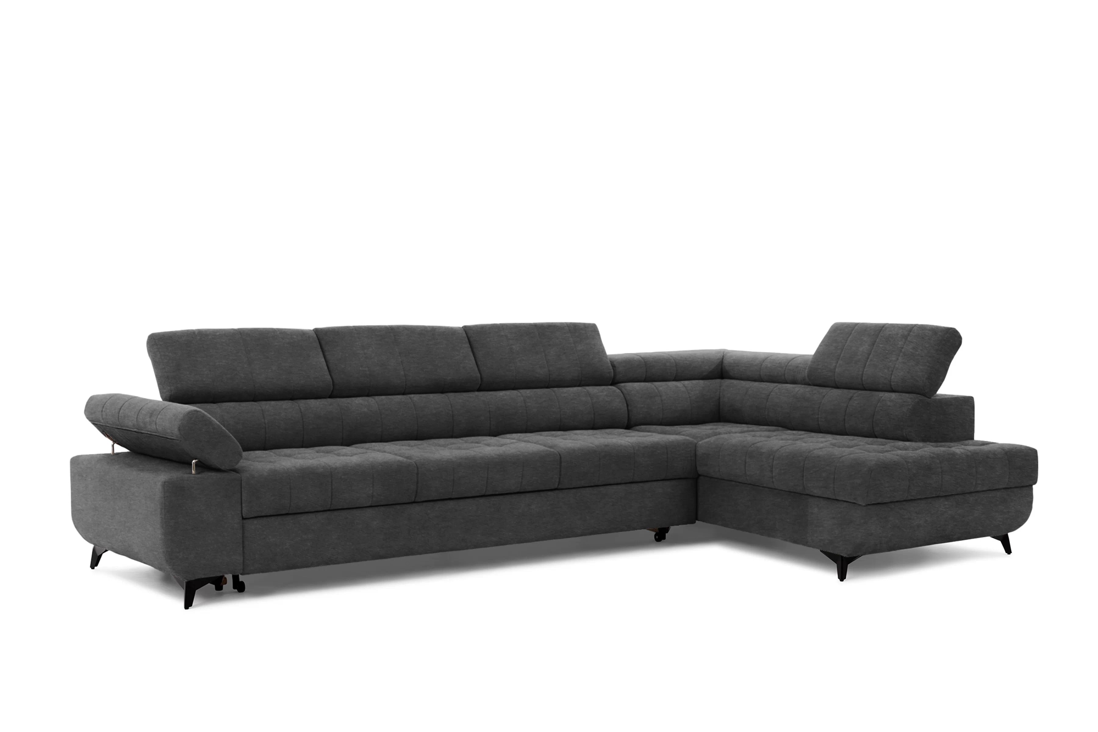 Rozkladacia rohová sedacia súprava Dragonis Maxi pravá - grafitový ľahkočistiaci zamat Zetta 305 Rohová sedacia súprava Dragonis Maxi s funkciou spánku pravá strana - Grafitový velúr ľahkočistiaci Zetta 305