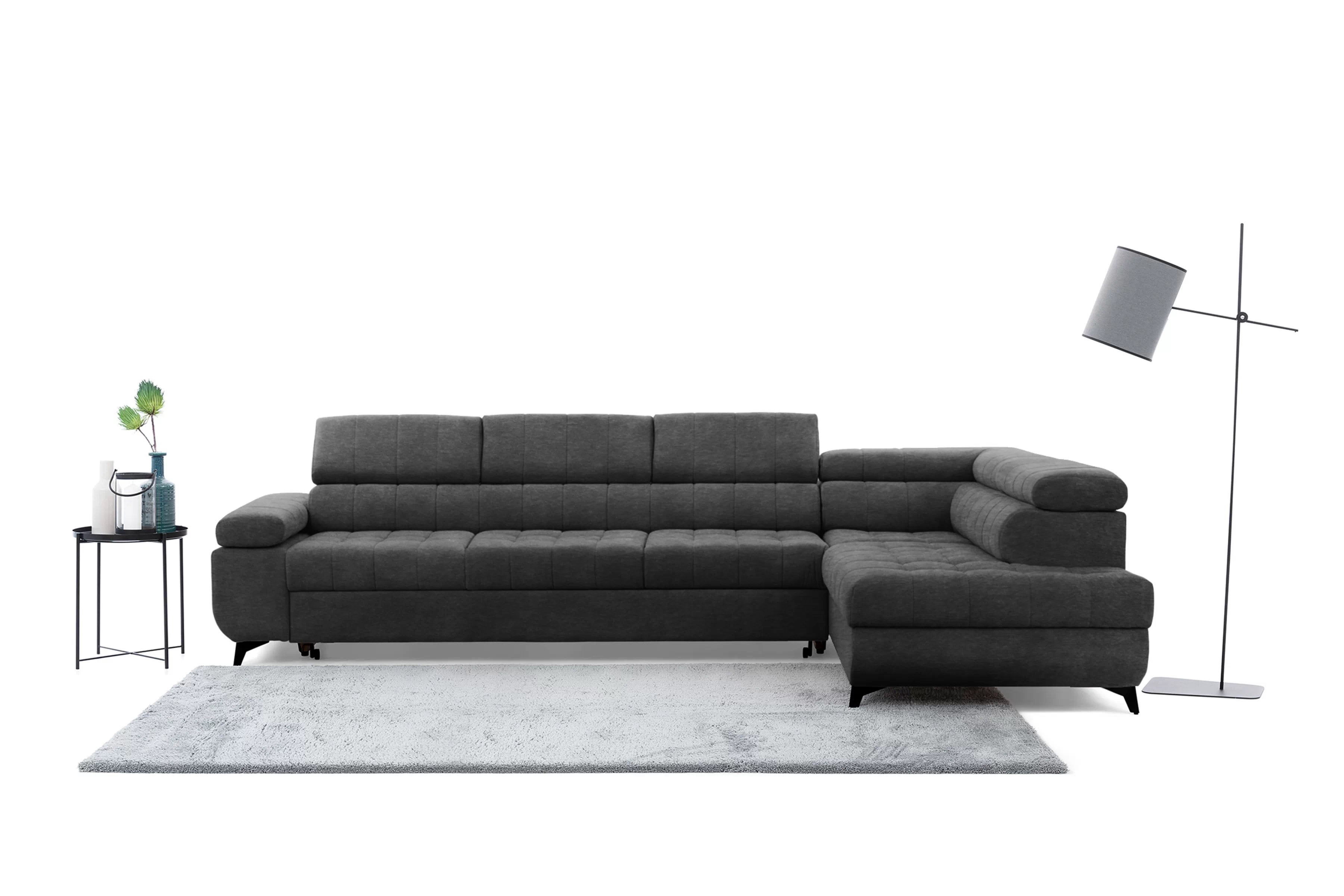 Rozkladacia rohová sedacia súprava Dragonis Maxi pravá - grafitový ľahkočistiaci zamat Zetta 305 Rohová sedacia súprava Dragonis Maxi s funkciou spánku pravá strana - Grafitový velúr ľahkočistiaci Zetta 305