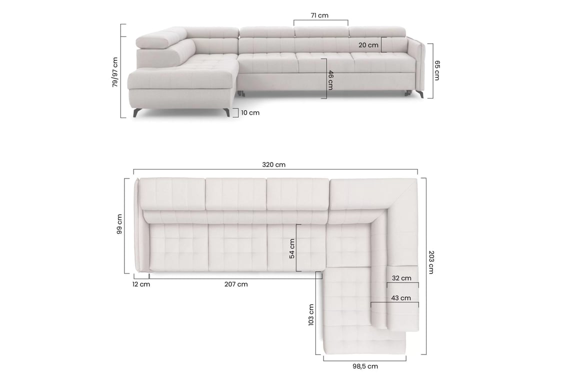 Rozkladacia rohová sedacia súprava Elarias Maxi ľavá - béžová žinylka Perfect Harmony 07 Rohová sedacia súprava Elarias Maxi s funkciou spánku Ľavá strana - béžový šenil Perfect Harmony 07