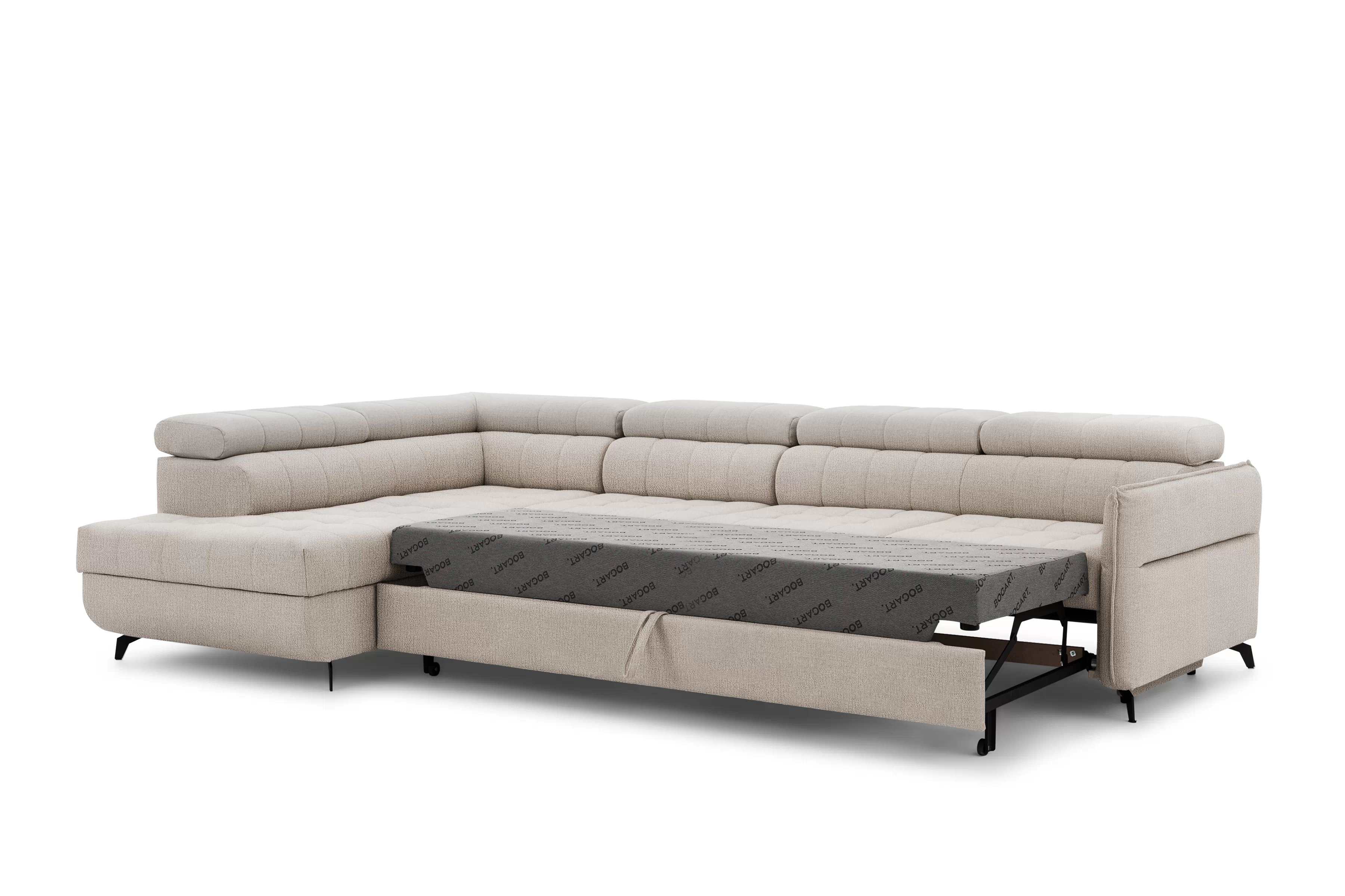 Rozkládací rohová sedací souprava Elarias Maxi levá - béžová Perfect Harmony 07 Rohová sedací souprava Elarias Maxi rozkládací levá - béžová šenil Perfect Harmony 07