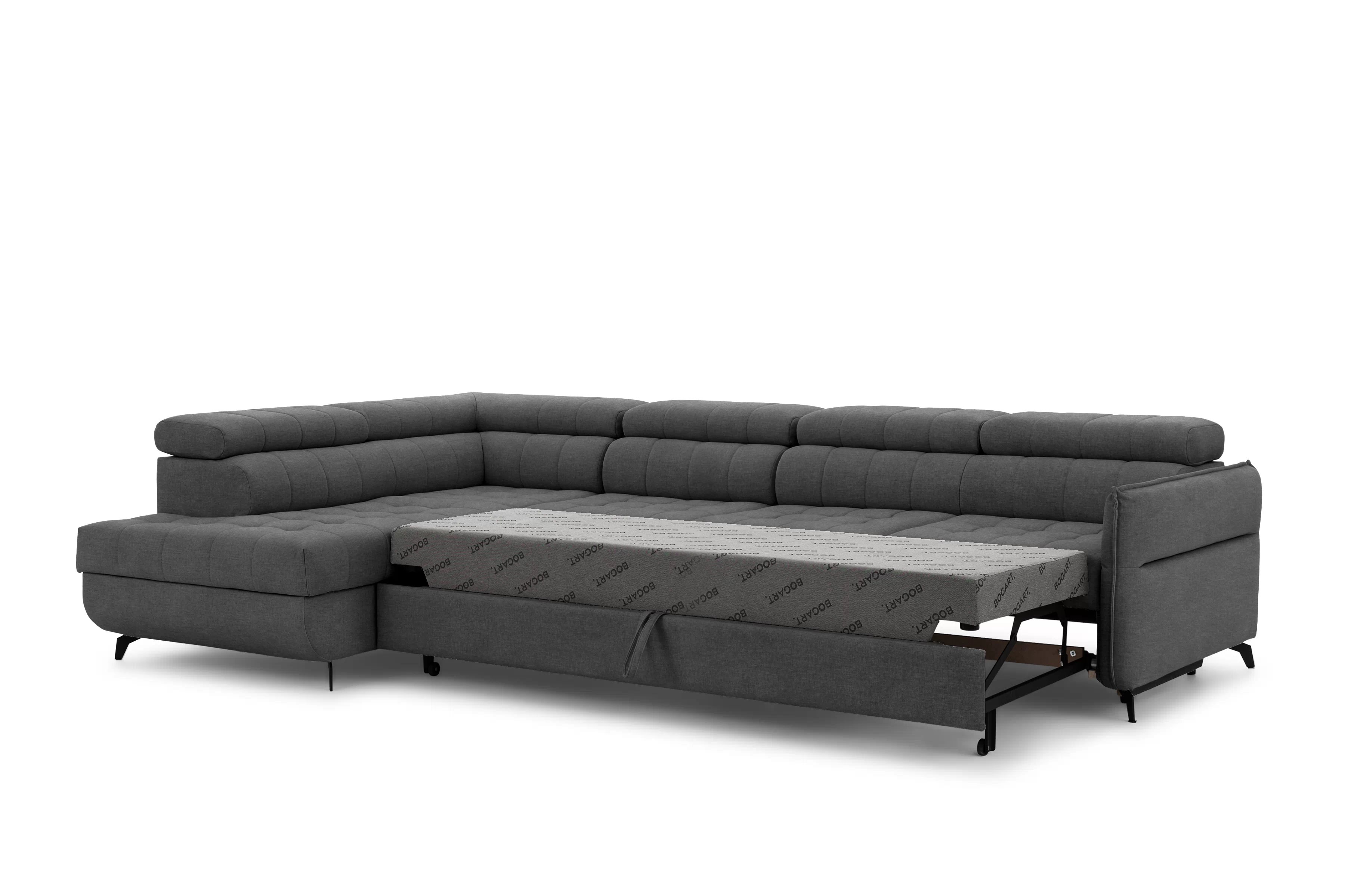 Rozkládací rohová sedací souprava Elarias Maxi levá - grafitová Zetta 305 Rohová sedací souprava Elarias Maxi rozkládací levá - grafitová samet latwoczyszczacy Zetta 305