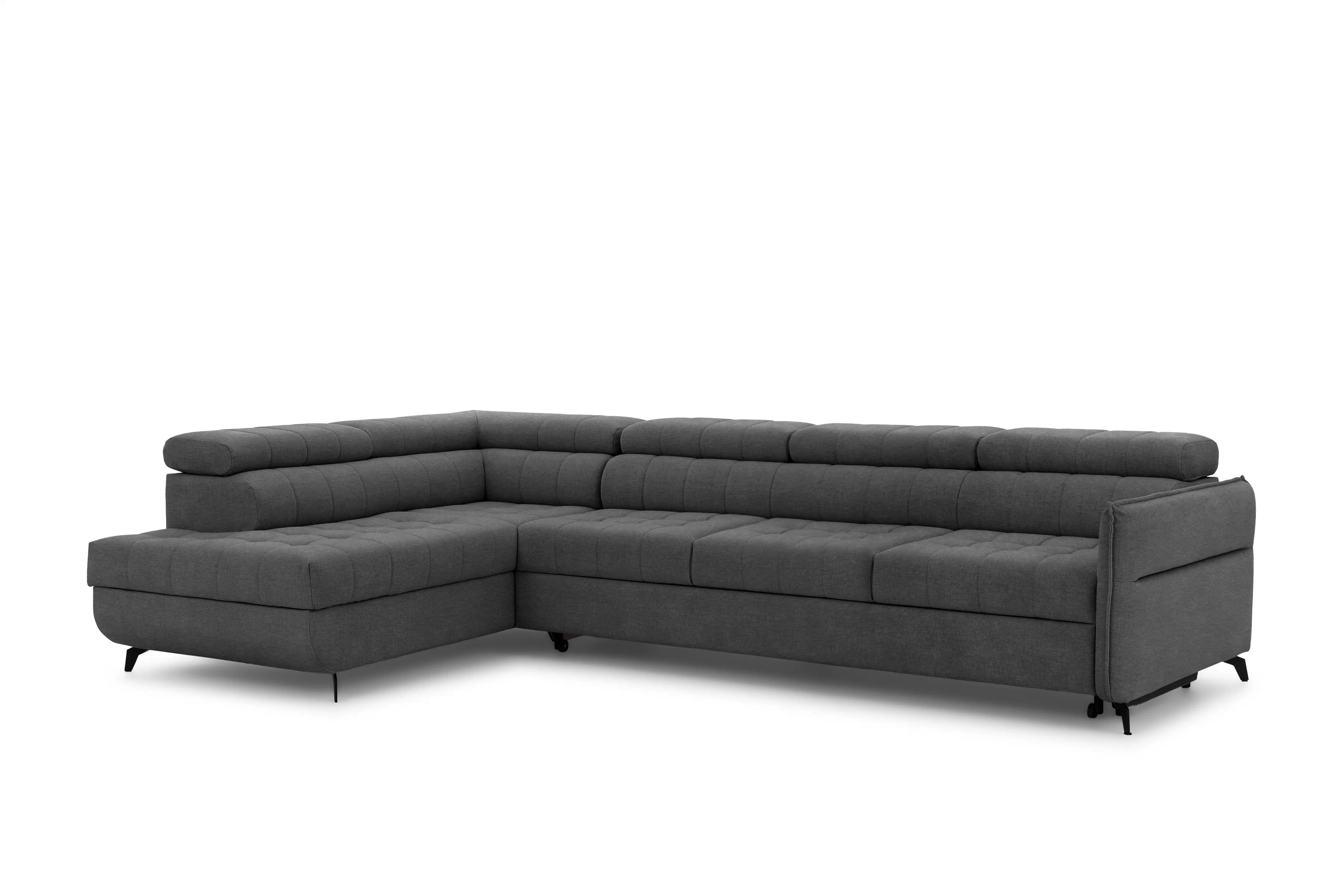 Rozkládací rohová sedací souprava Elarias Maxi levá - grafitová Zetta 305 Rohová sedací souprava Elarias Maxi rozkládací levá - grafitová samet latwoczyszczacy Zetta 305