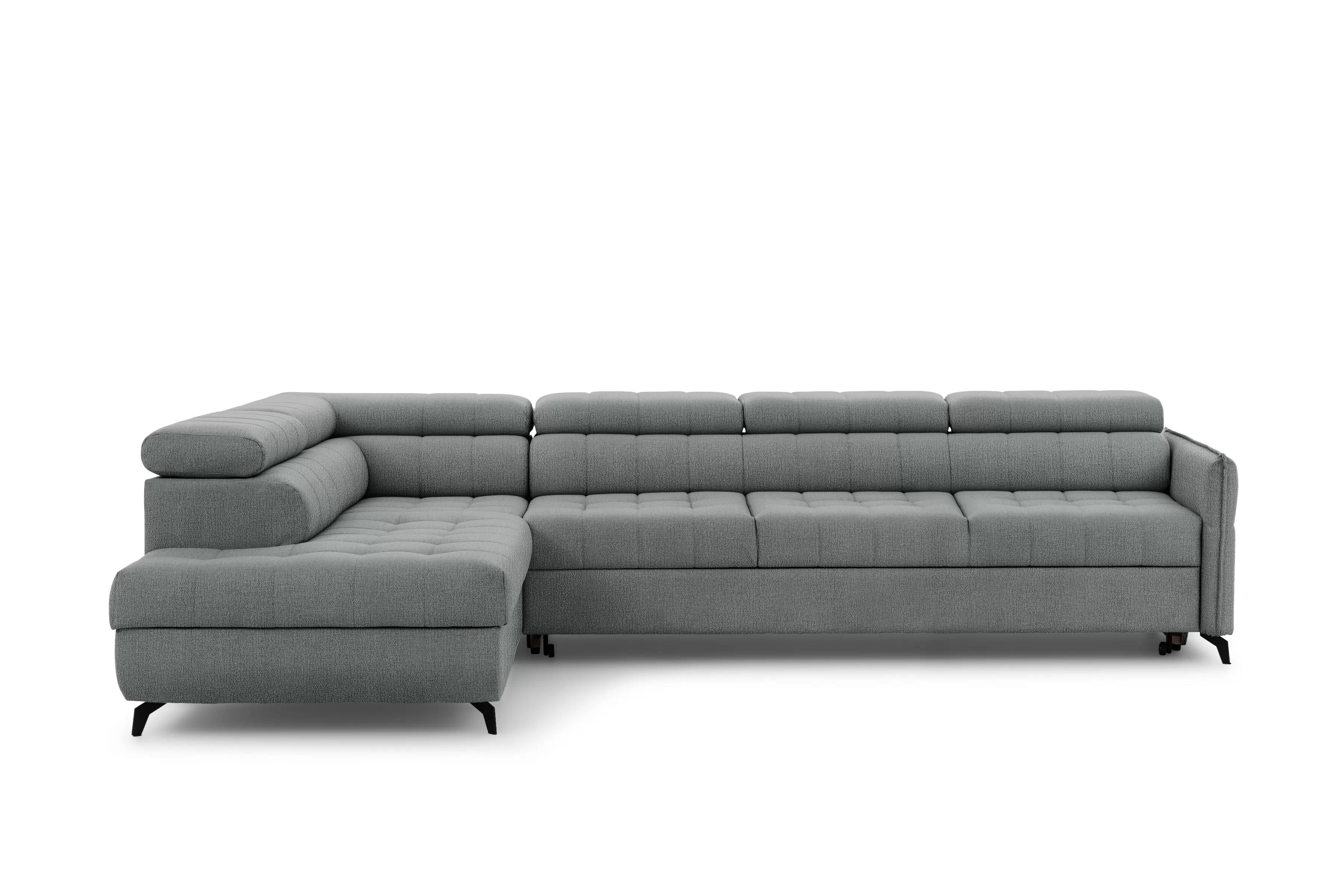 Rozkladacia rohová sedacia súprava Elarias Maxi ľavá - šedá žinylka Perfect Harmony 85 Rohová sedacia súprava Elarias Maxi s funkciou spánku Ľavá strana - šedý šenil Perfect Harmony 85