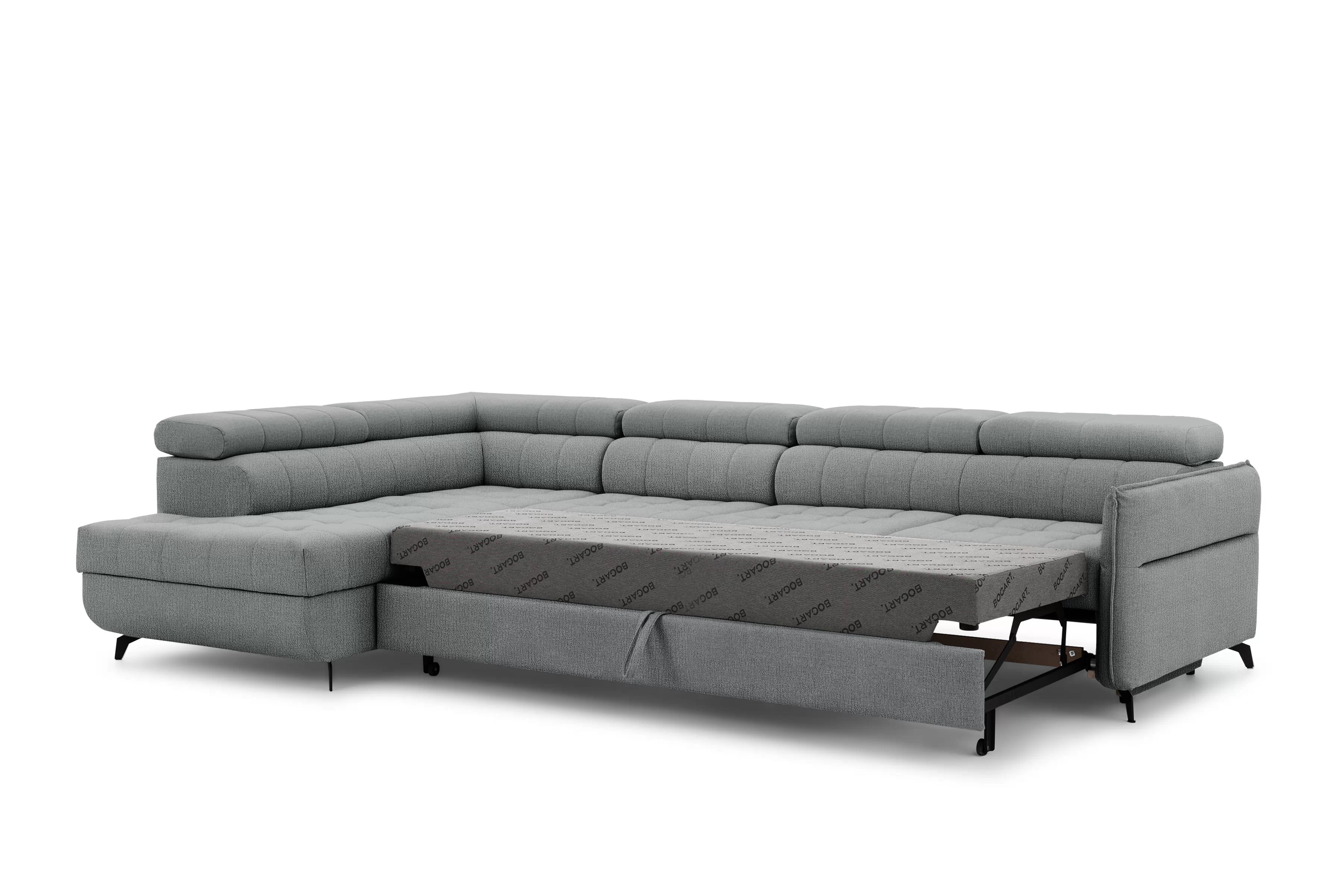 Rozkladacia rohová sedacia súprava Elarias Maxi ľavá - šedá žinylka Perfect Harmony 85 Rohová sedacia súprava Elarias Maxi s funkciou spánku Ľavá strana - šedý šenil Perfect Harmony 85