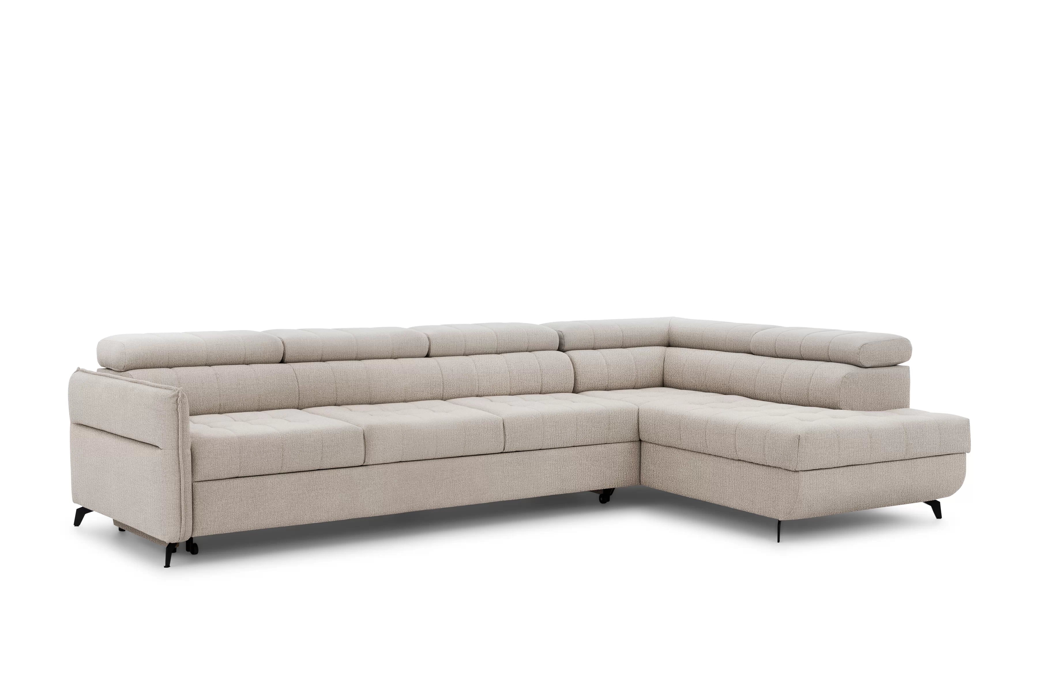 Rozkládací rohová sedací souprava Elarias Maxi pravá - béžová Perfect Harmony 07 Rohová sedací souprava Elarias Maxi rozkládací pravá - béžová šenil Perfect Harmony 07