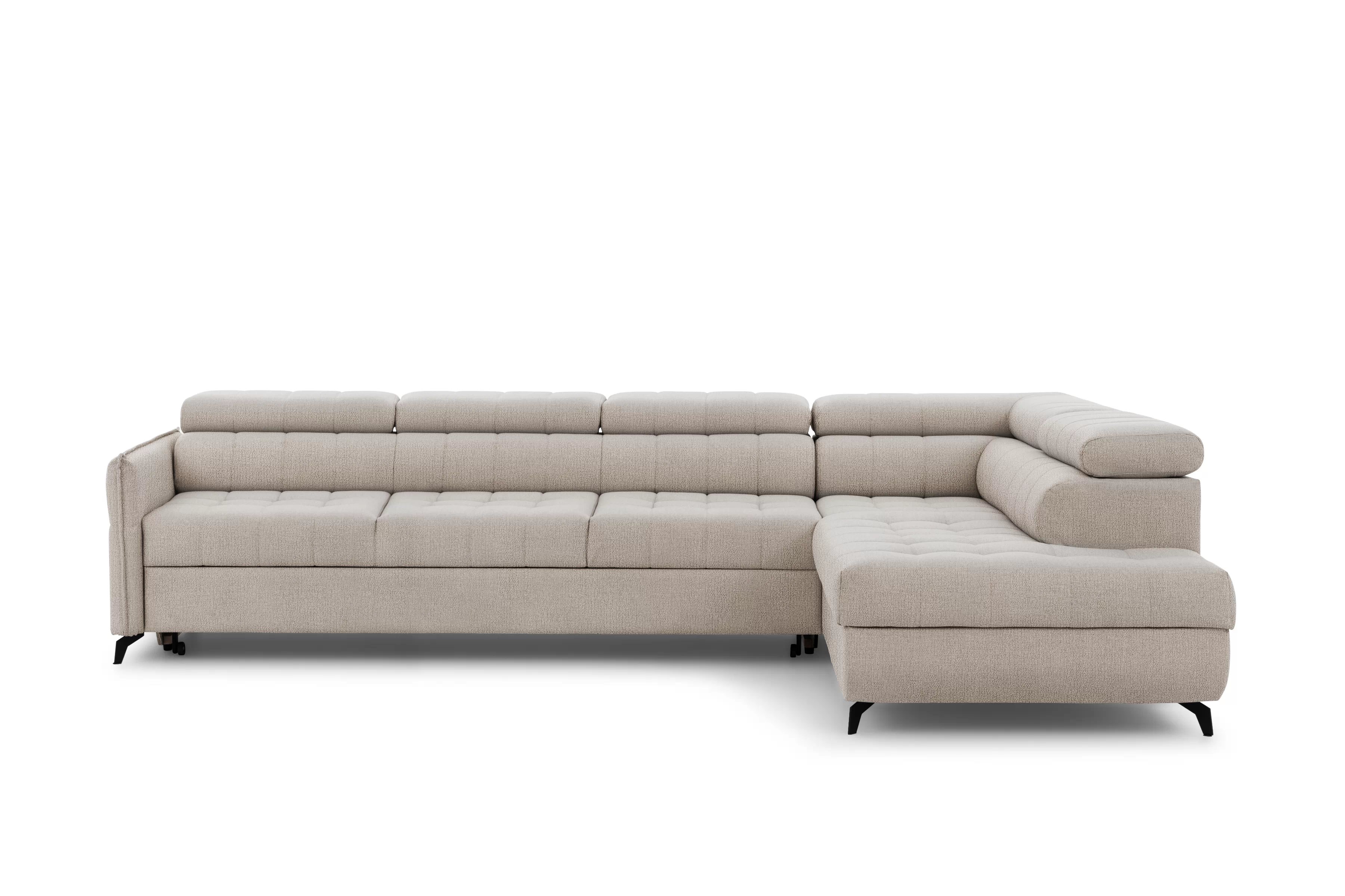 Rozkládací rohová sedací souprava Elarias Maxi pravá - béžová Perfect Harmony 07 Rohová sedací souprava Elarias Maxi rozkládací pravá - béžová šenil Perfect Harmony 07