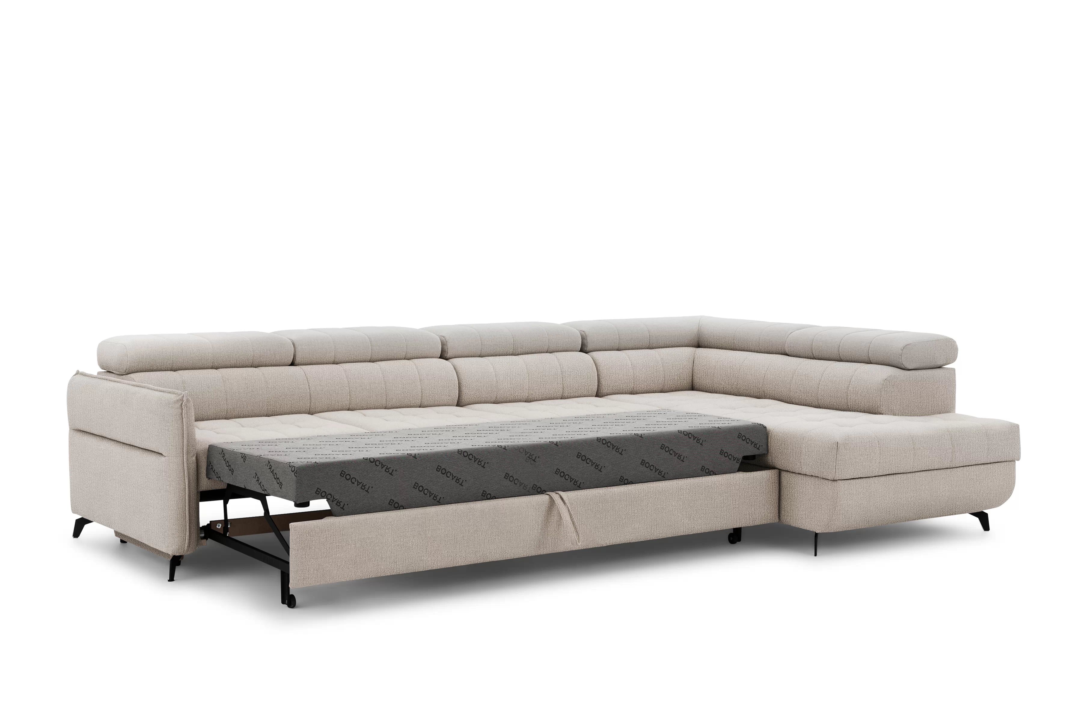 Rozkládací rohová sedací souprava Elarias Maxi pravá - béžová Perfect Harmony 07 Rohová sedací souprava Elarias Maxi rozkládací pravá - béžová šenil Perfect Harmony 07