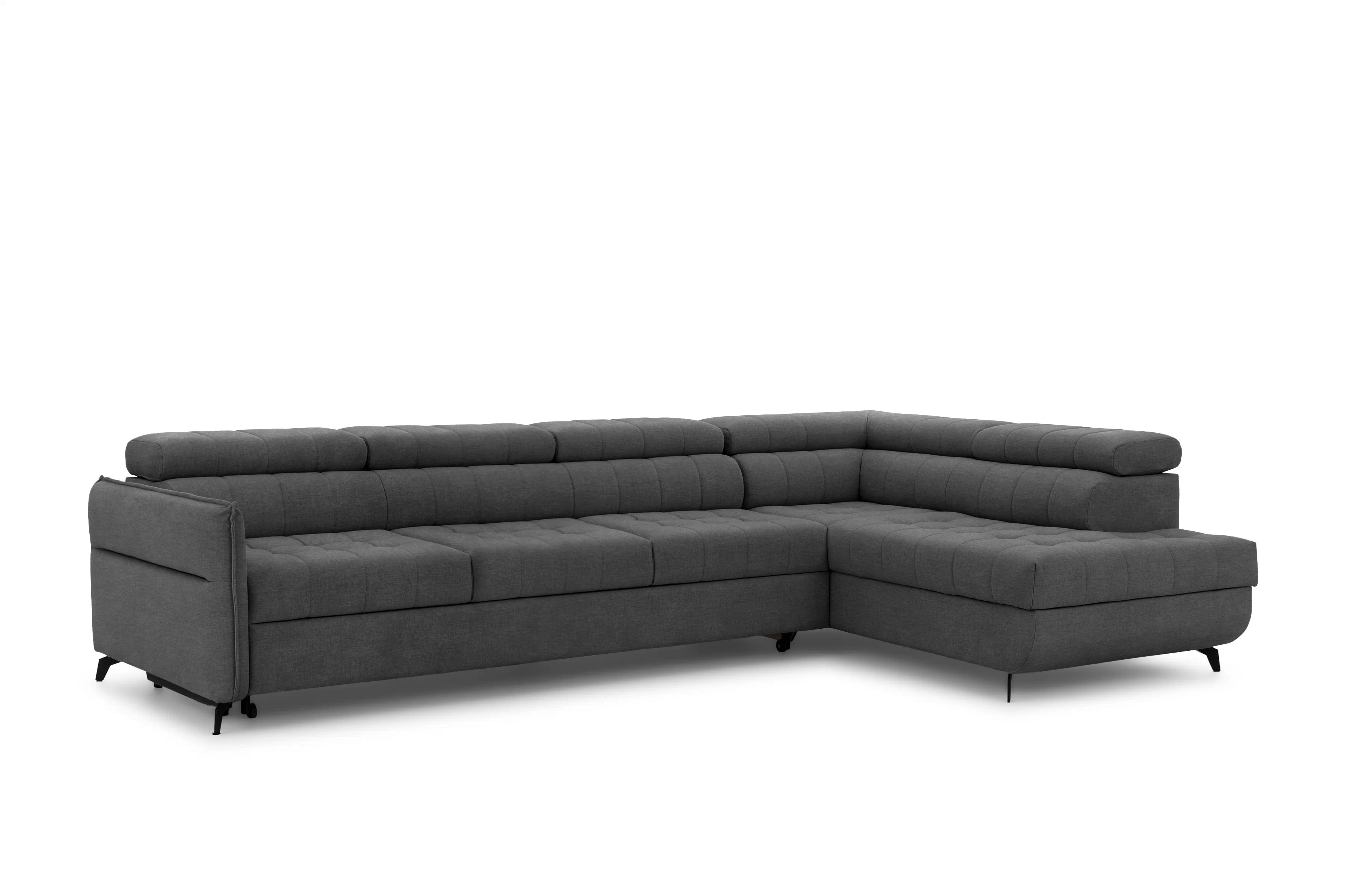 Rozkladacia rohová sedacia súprava Elarias Maxi pravá - grafitový ľahkočistiaci zamat Zetta 305 Rohová sedacia súprava Elarias Maxi s funkciou spánku pravá strana - Grafitový velúr ľahkočistiaci Zetta 305