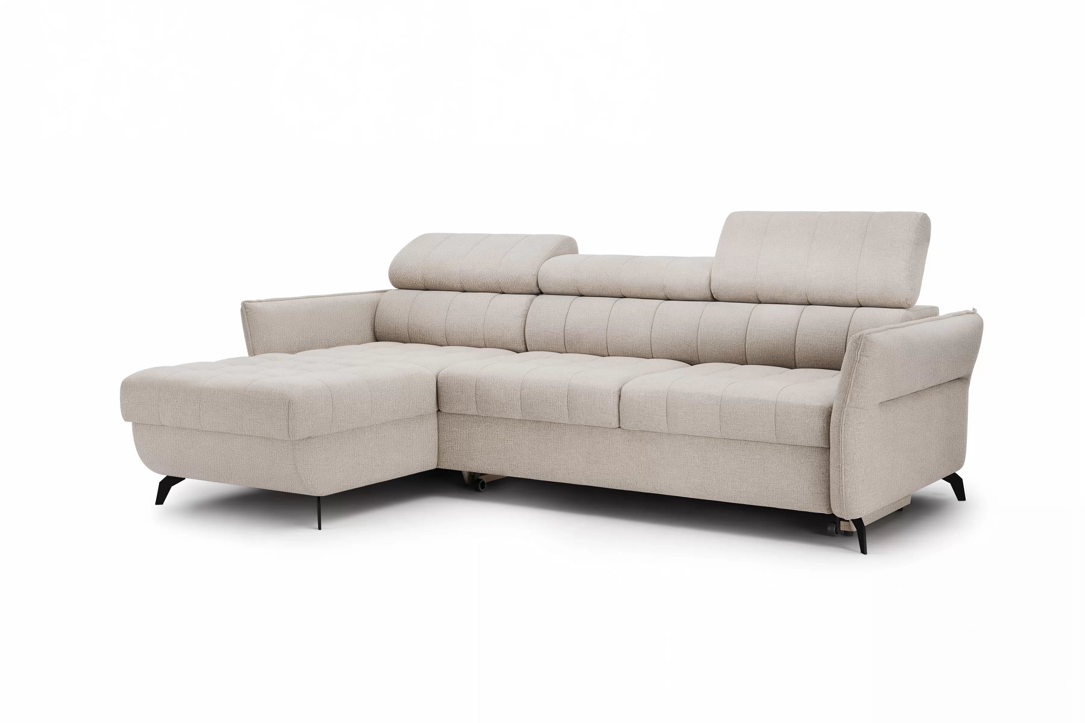 Rohová pohovka Elarias Mini s rozkladem levostranná - béžový šenil Perfect harmony 07 Rohová sedací souprava Elarias Mini rozkládací levá - béžová šenil Perfect harmony 07