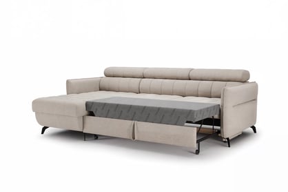 Rohová pohovka Elarias Mini s rozkladem levostranná - béžový šenil Perfect harmony 07 Rohová sedací souprava Elarias Mini rozkládací levá - béžová šenil Perfect harmony 07