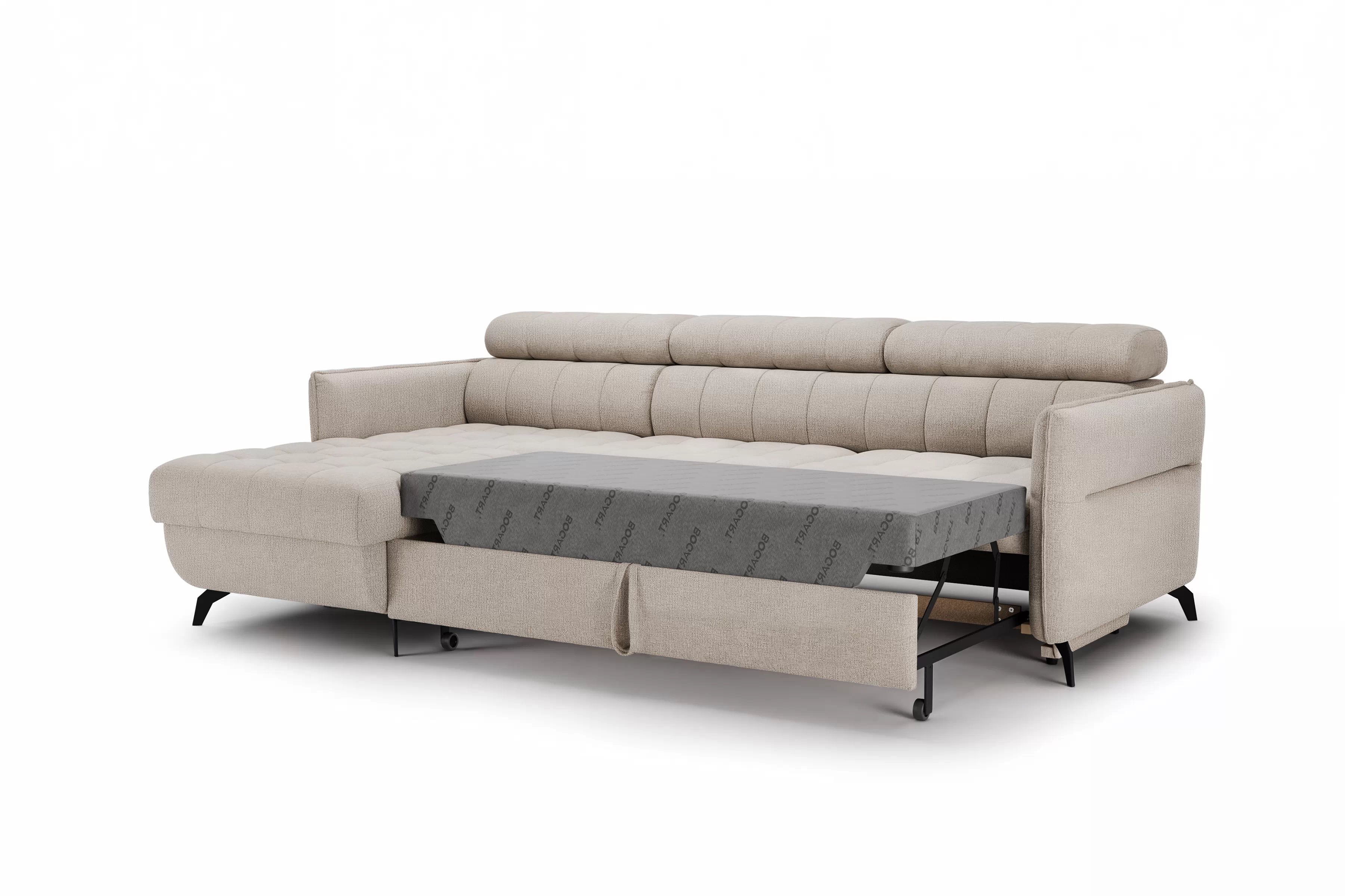 Rohová pohovka Elarias Mini s rozkladem levostranná - béžový šenil Perfect harmony 07 Rohová sedací souprava Elarias Mini rozkládací levá - béžová šenil Perfect harmony 07