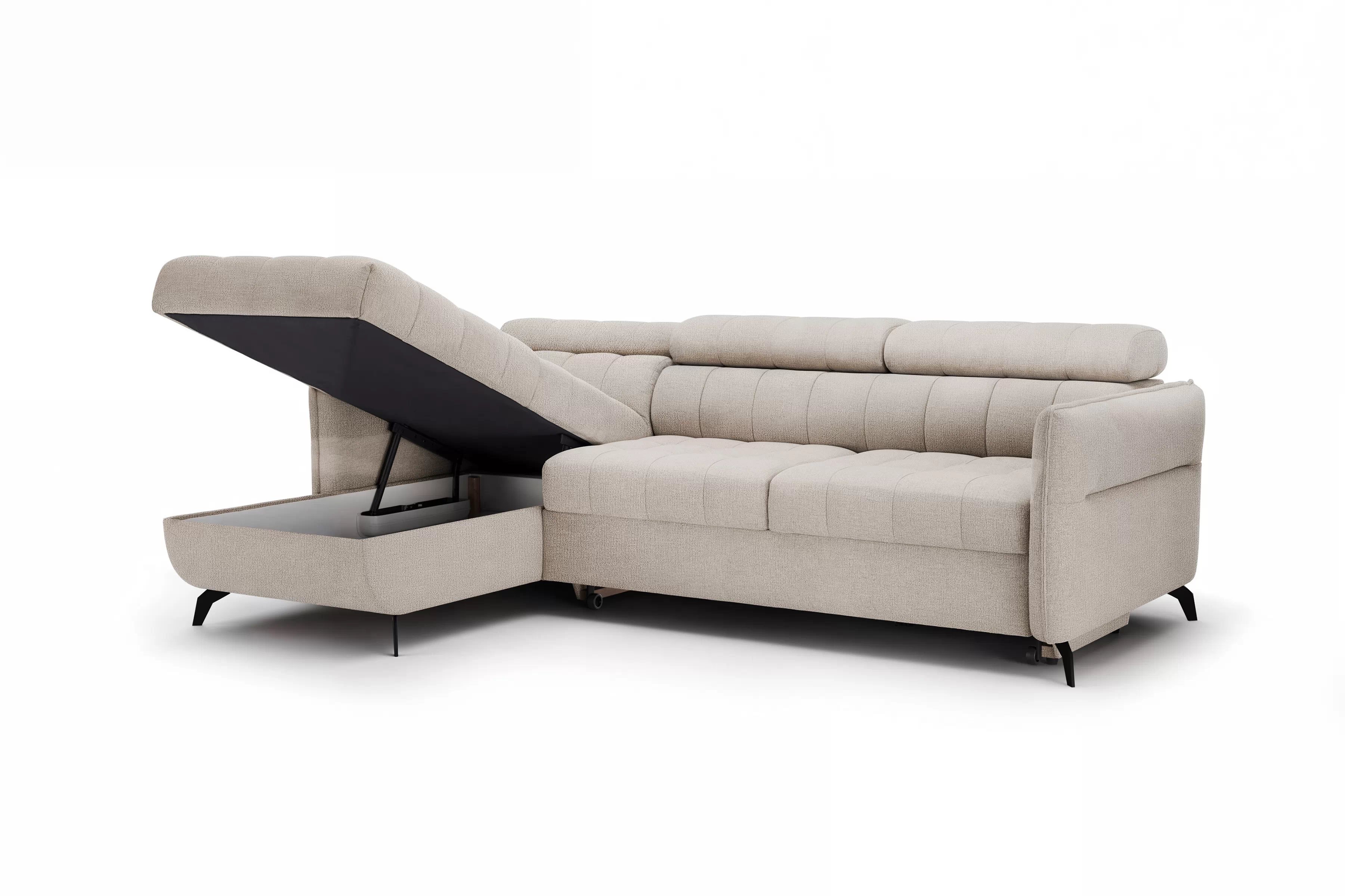 Rohová pohovka Elarias Mini s rozkladem levostranná - béžový šenil Perfect harmony 07 Rohová sedací souprava Elarias Mini rozkládací levá - béžová šenil Perfect harmony 07