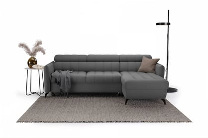 Rohová pohovka Elarias Mini s rozkladem univerzální levá/pravá - šedá tkanina Ado 1614 Gargoyle Rohová sedací souprava Elarias Mini rozkládací uniwersalny Levá/pravý - šedá plecionka Ado 1614 Gargoyle