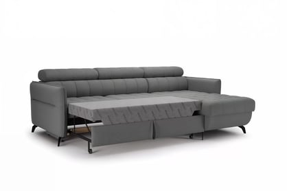 Rohová pohovka Elarias Mini s rozkladem univerzální levá/pravá - šedá tkanina Ado 1614 Gargoyle Rohová sedací souprava Elarias Mini rozkládací uniwersalny Levá/pravý - šedá plecionka Ado 1614 Gargoyle