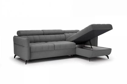 Rohová pohovka Elarias Mini s rozkladem univerzální levá/pravá - šedá tkanina Ado 1614 Gargoyle Rohová sedací souprava Elarias Mini rozkládací uniwersalny Levá/pravý - šedá plecionka Ado 1614 Gargoyle