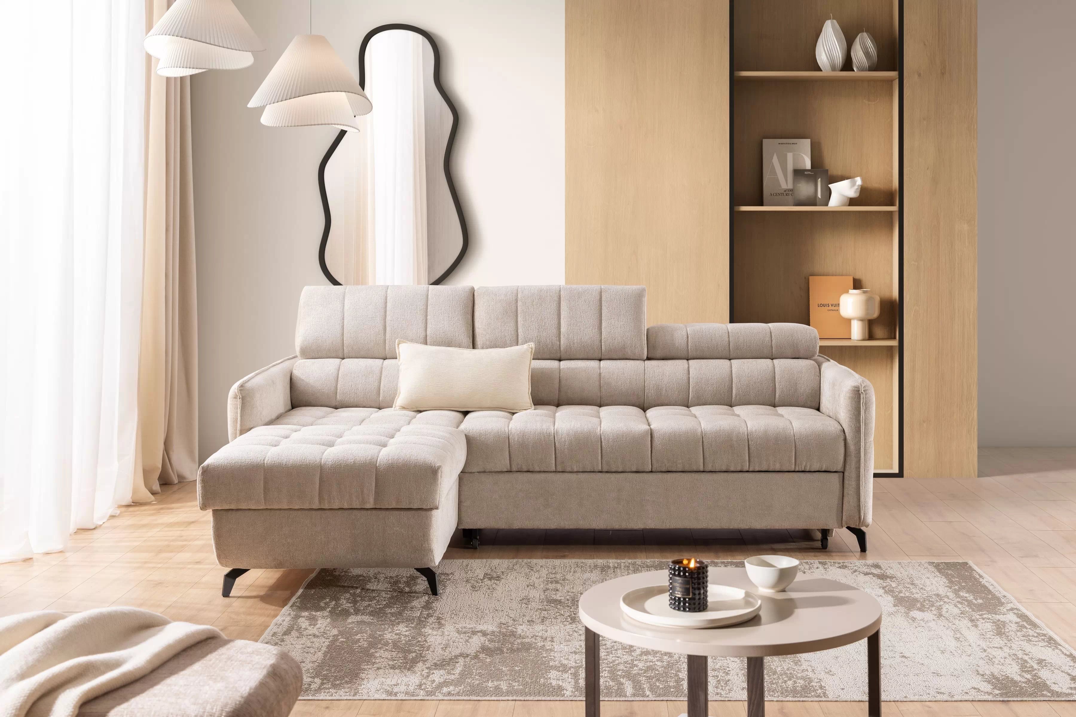 Rozkladacia rohová sedacia súprava Elarias Mini univerzálna Rohová sedacia súprava Elarias Mini s funkciou spánku uniwersalny Ľavý/Pravý