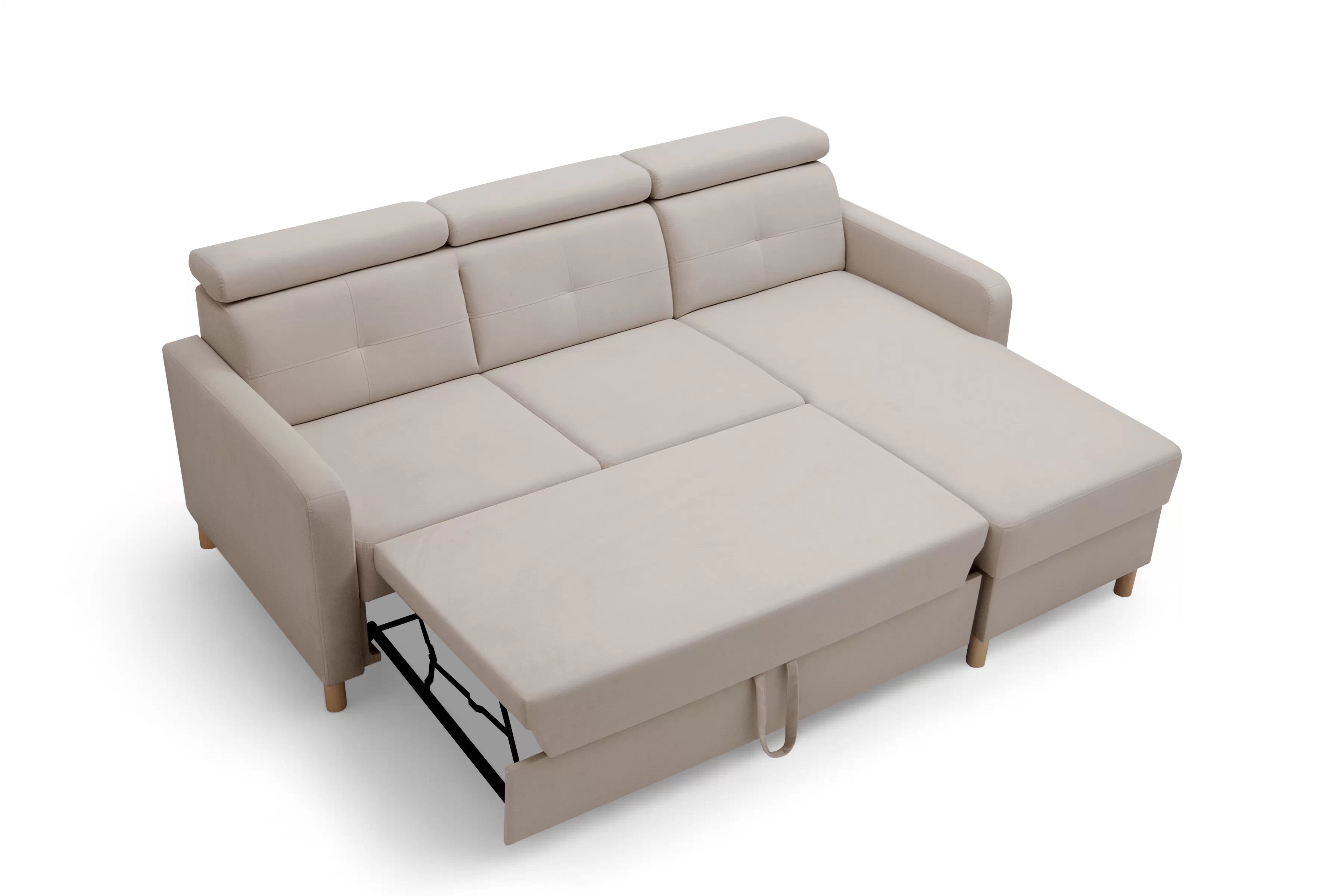 Rohová sedačka Filo s rozkladom univerzálna ľavá/pravá - béžový zamat Jasmine 22 Rohová sedacia súprava Filo s funkciou spánku uniwersalny Ľavý/Pravý - béžový velúr Jasmine 22