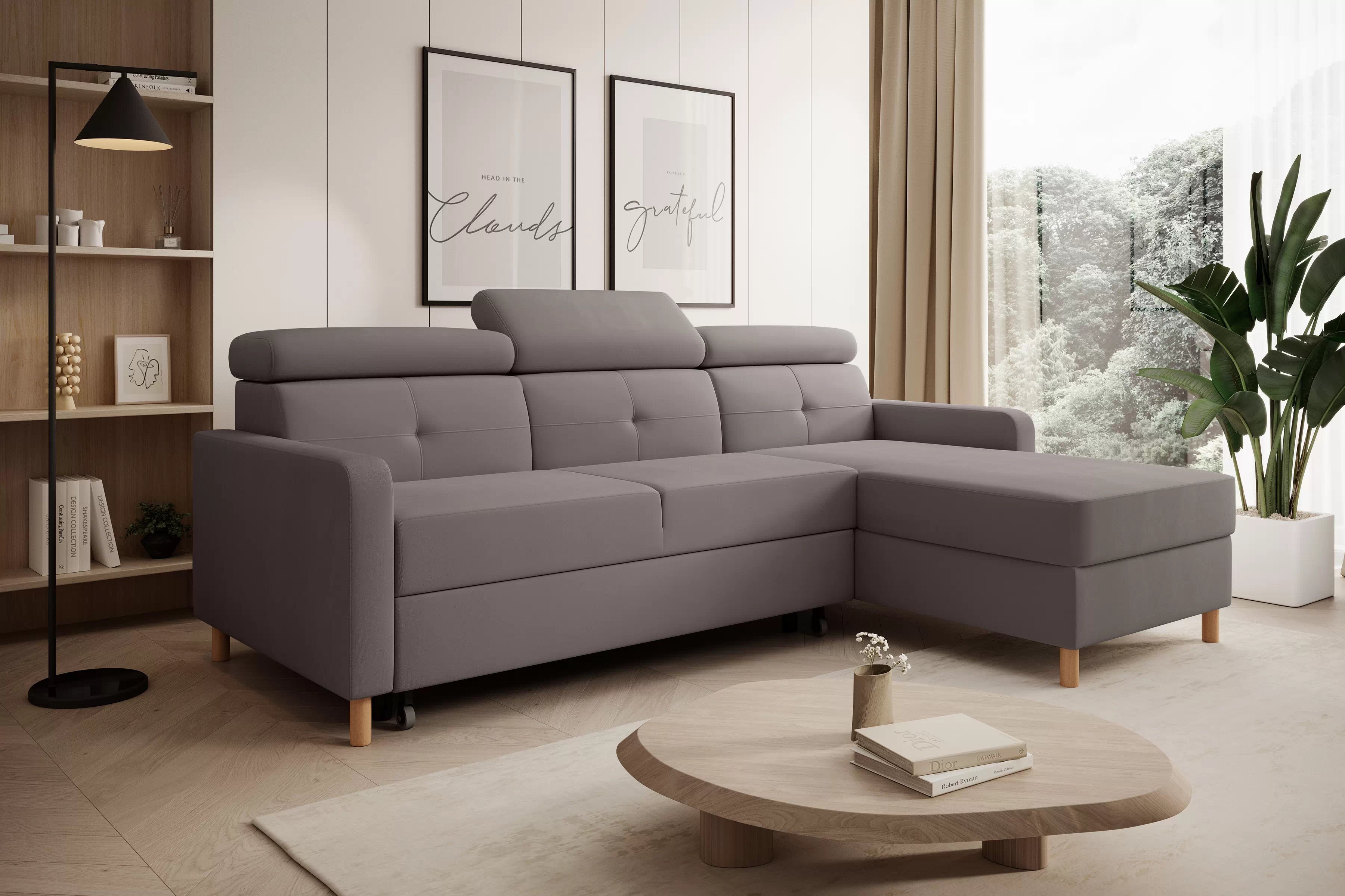 Rohová sedačka Filo s rozkladom univerzálna ľavá/pravá - tmavý béžový zamat Jasmine 25 Rohová sedacia súprava Filo s funkciou spánku uniwersalny Ľavý/Pravý - ciemno béžový velúr Jasmine 25 