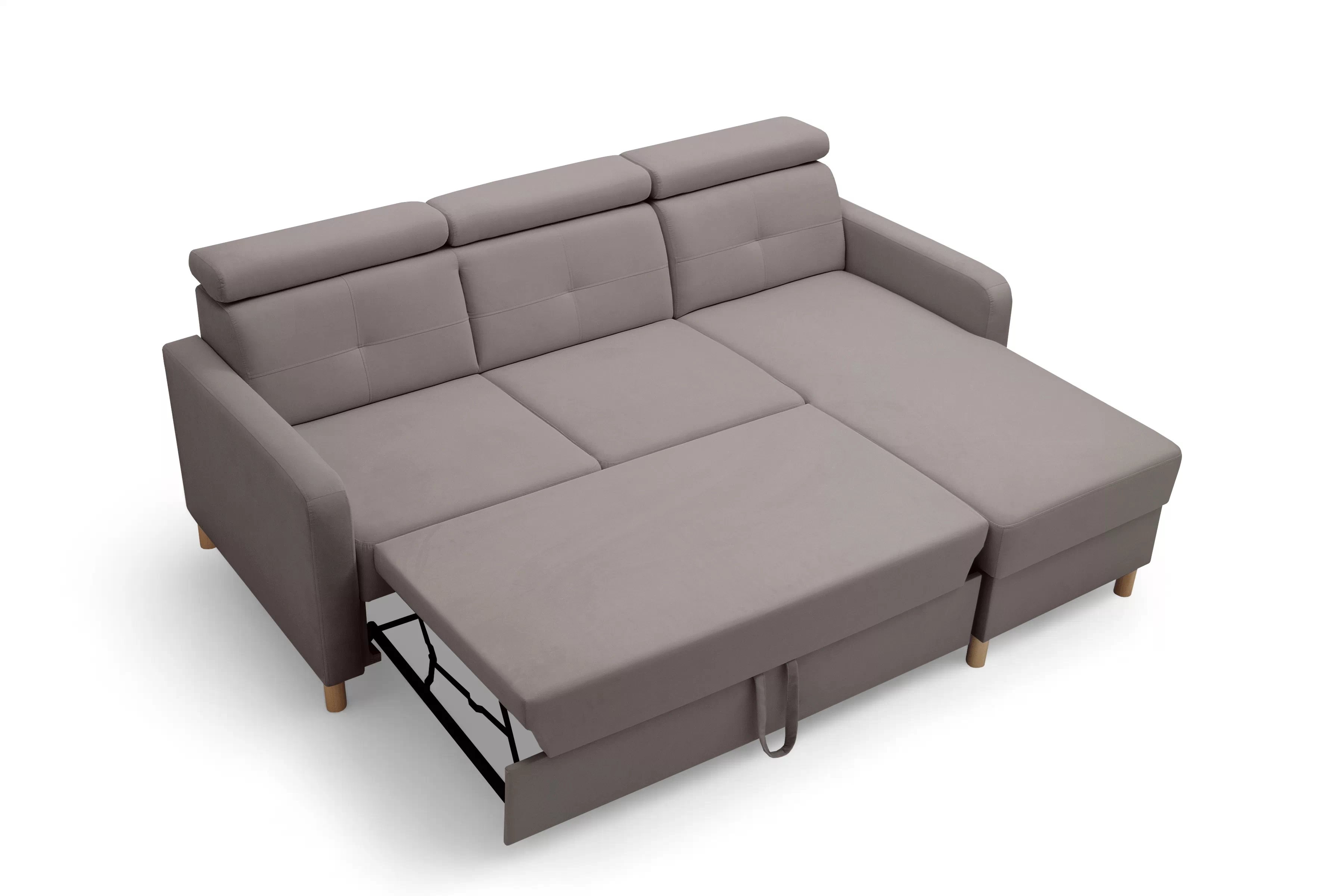 Rohová sedačka Filo s rozkladom univerzálna ľavá/pravá - tmavý béžový zamat Jasmine 25 Rohová sedacia súprava Filo s funkciou spánku uniwersalny Ľavý/Pravý - ciemno béžový velúr Jasmine 25 