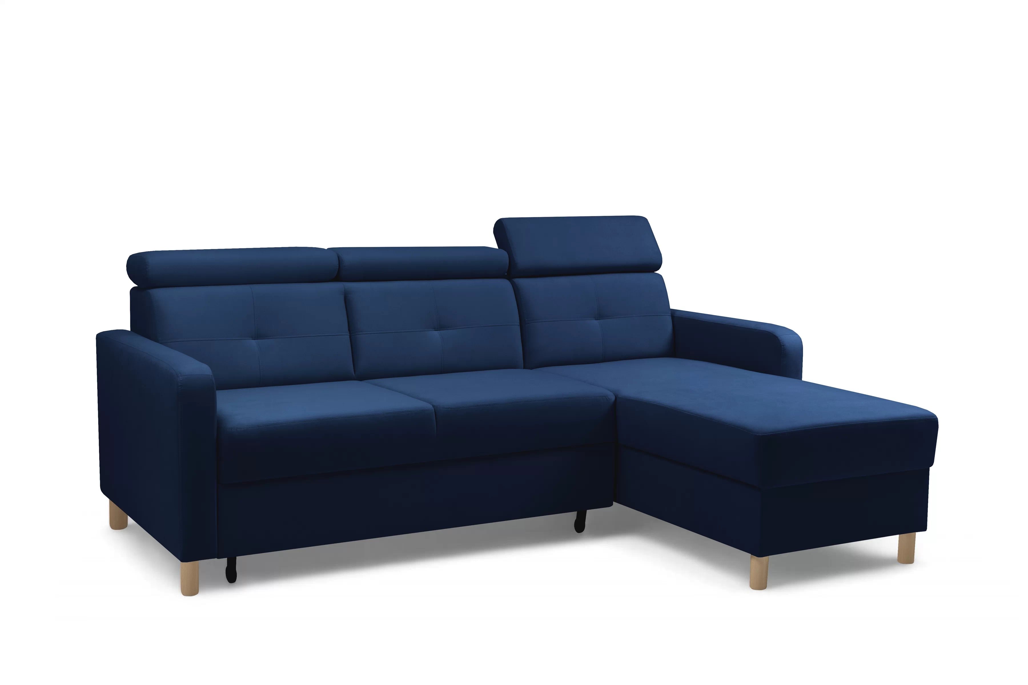 Rohová pohovka Filo s rozkladem univerzální levá/pravá - modrý samet Bluvel 86 Rohová sedací souprava Filo rozkládací uniwersalny Levá/pravý - modrá samet Bluvel 86