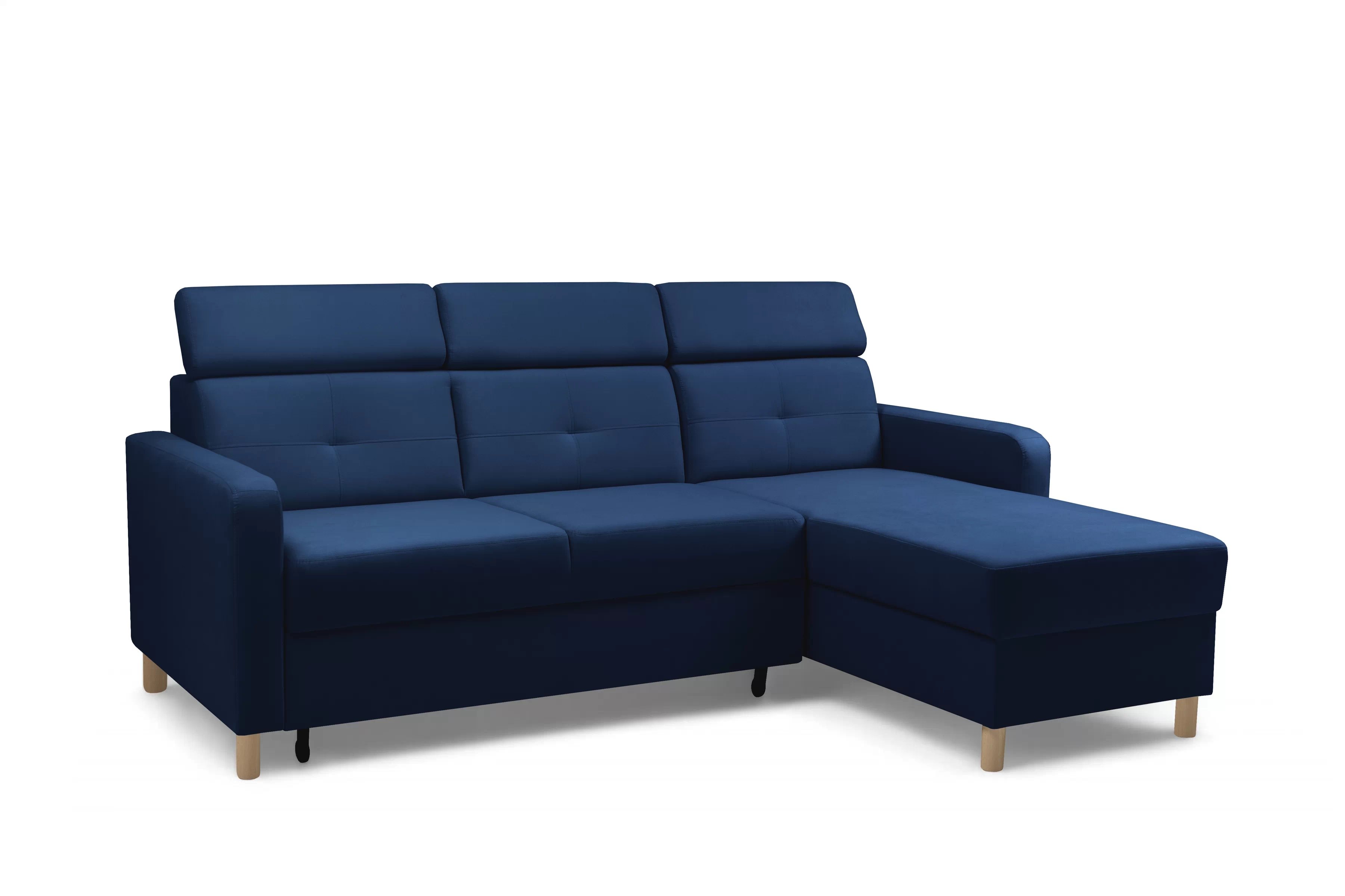 Rohová pohovka Filo s rozkladem univerzální levá/pravá - modrý samet Bluvel 86 Rohová sedací souprava Filo rozkládací uniwersalny Levá/pravý - modrá samet Bluvel 86