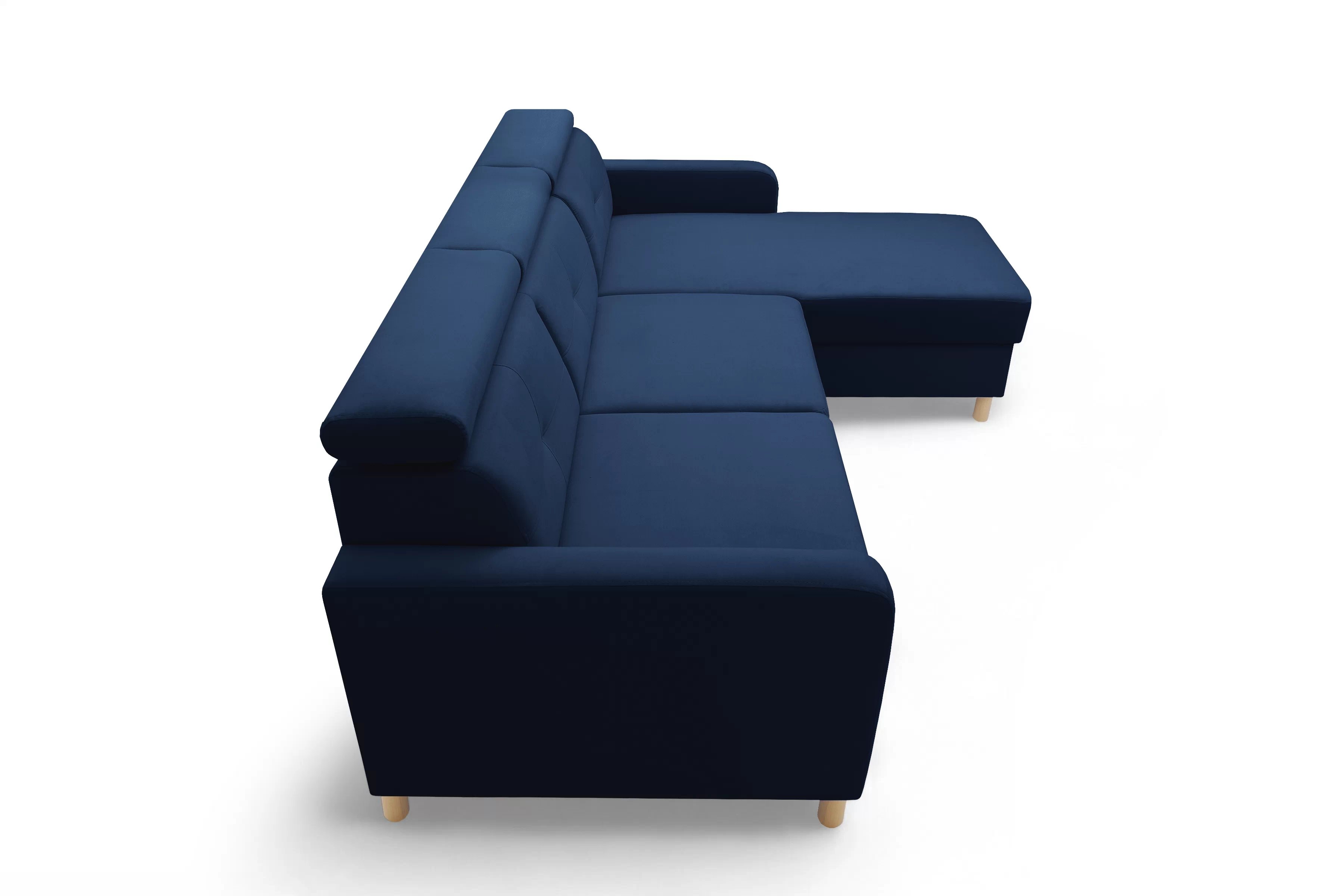 Rohová pohovka Filo s rozkladem univerzální levá/pravá - modrý samet Bluvel 86 Rohová sedací souprava Filo rozkládací uniwersalny Levá/pravý - modrá samet Bluvel 86