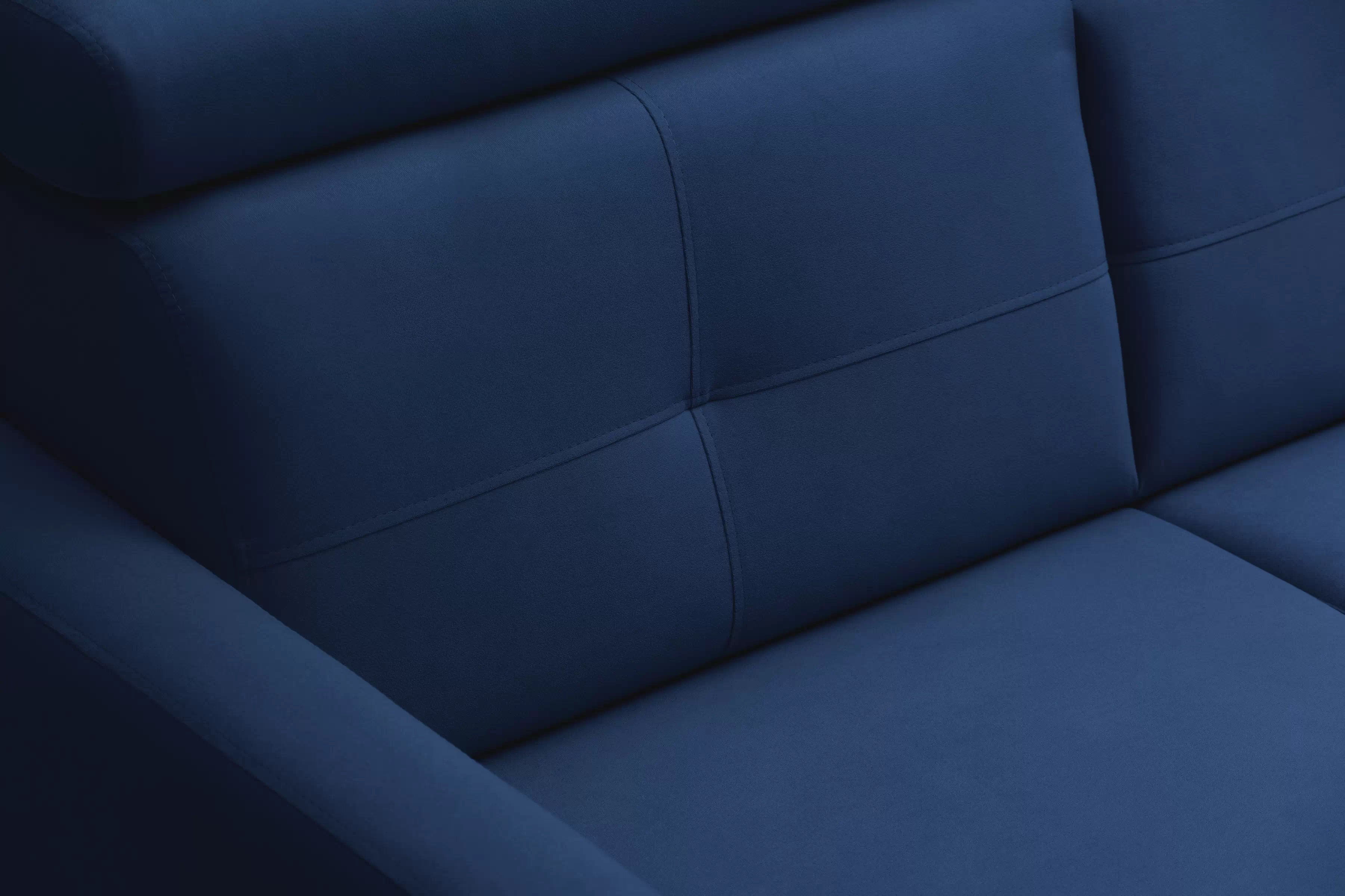 Rohová pohovka Filo s rozkladem univerzální levá/pravá - modrý samet Bluvel 86 Rohová sedací souprava Filo rozkládací uniwersalny Levá/pravý - modrá samet Bluvel 86