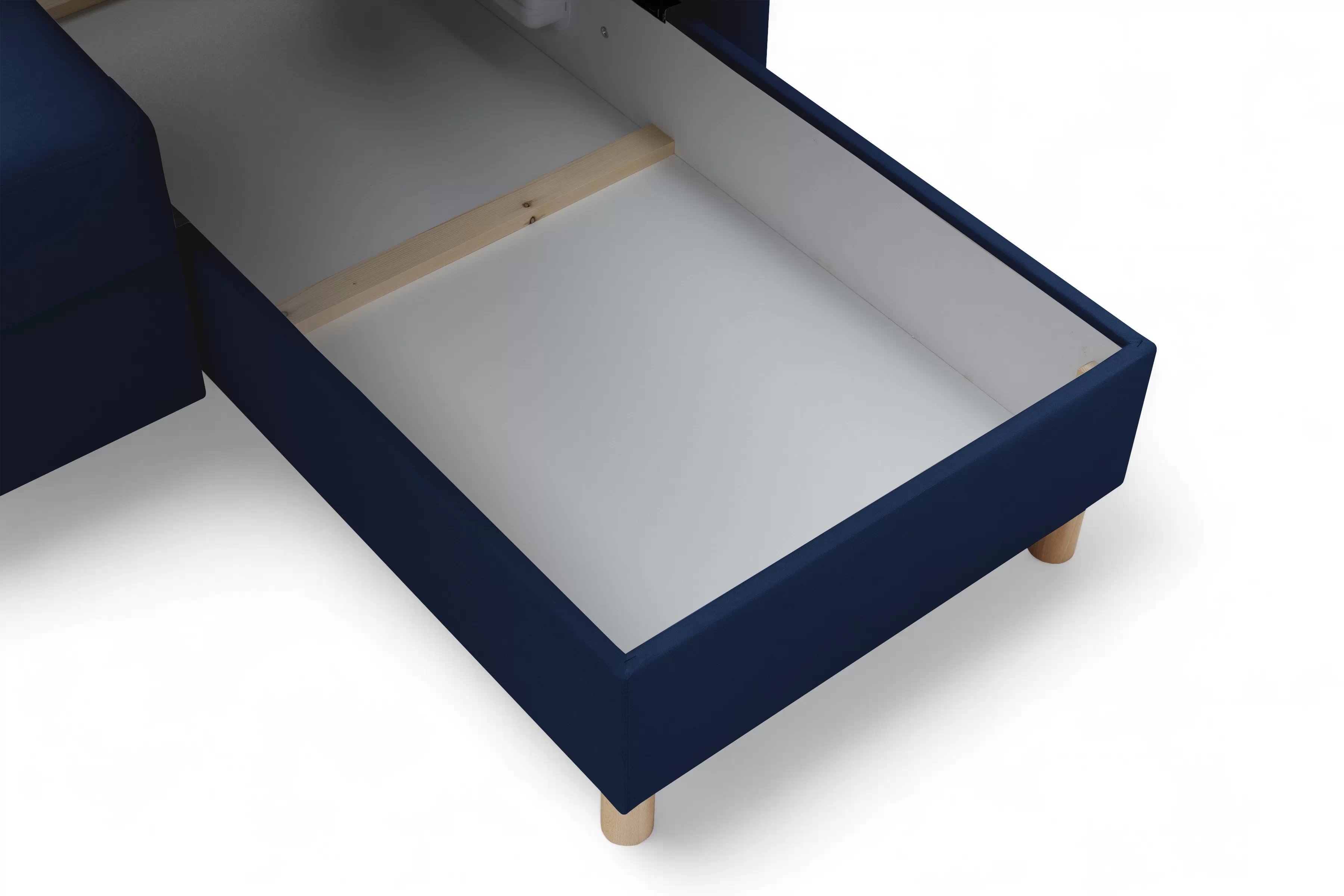 Rohová pohovka Filo s rozkladem univerzální levá/pravá - modrý samet Bluvel 86 Rohová sedací souprava Filo rozkládací uniwersalny Levá/pravý - modrá samet Bluvel 86