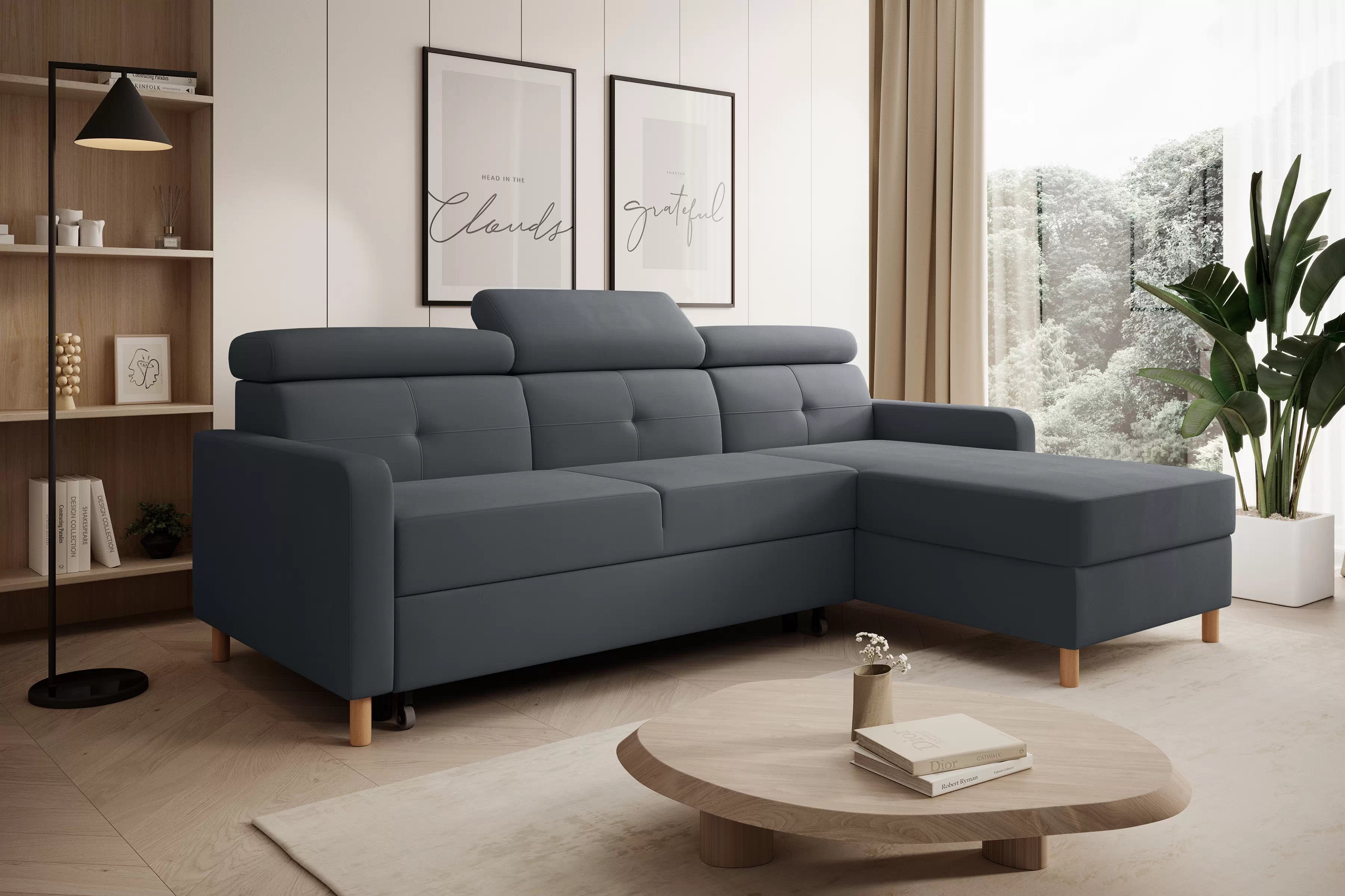 Rohová sedačka Filo s rozkladom univerzálna ľavá/pravá - sivý zamat Jasmine 96 Rohová sedacia súprava Filo s funkciou spánku uniwersalny Ľavý/Pravý - šedý velúr Jasmine 96 