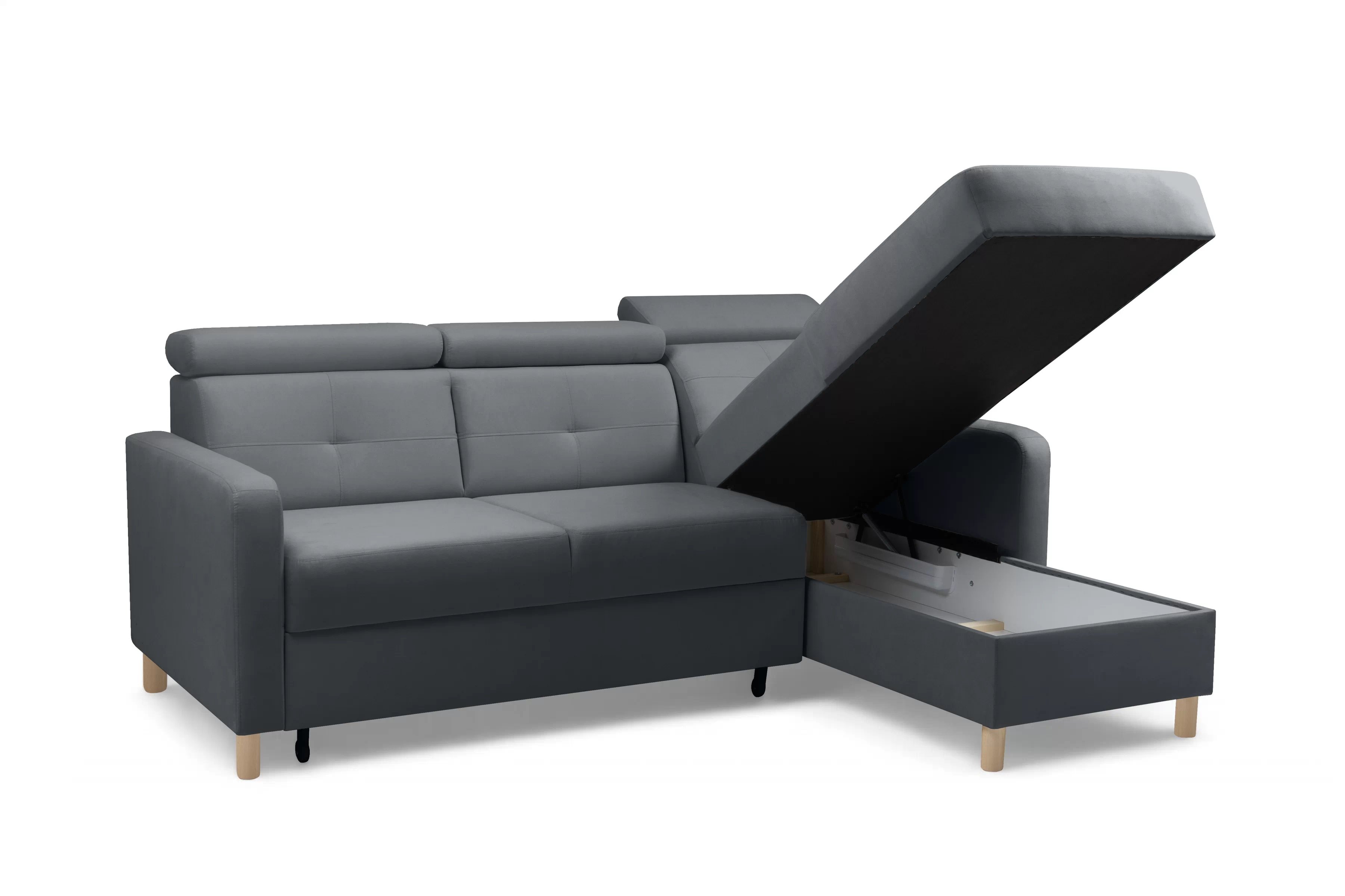 Rohová sedačka Filo s rozkladom univerzálna ľavá/pravá - sivý zamat Jasmine 96 Rohová sedacia súprava Filo s funkciou spánku uniwersalny Ľavý/Pravý - šedý velúr Jasmine 96 