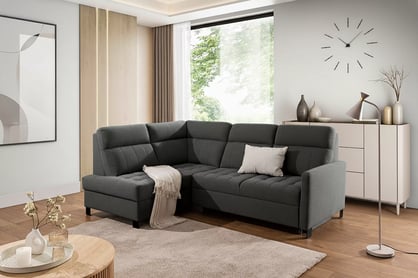 Rohová sedačka Gespano L ľavostranná s úzkou opierkou - grafitový ľahko čistiteľný zamat Zetta 305 Rohová sedacia súprava Gespano L Ľavá strana z waskim bokiem - Grafitový velúr ľahkočistiaci Zetta 305