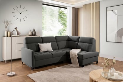 Rohová sedačka Gespano L pravostranná s úzkou opierkou - grafitový ľahko čistiteľný zamat Zetta 305 Rohová sedacia súprava Gespano L pravá strana z waskim bokiem - Grafitový velúr ľahkočistiaci Zetta 305