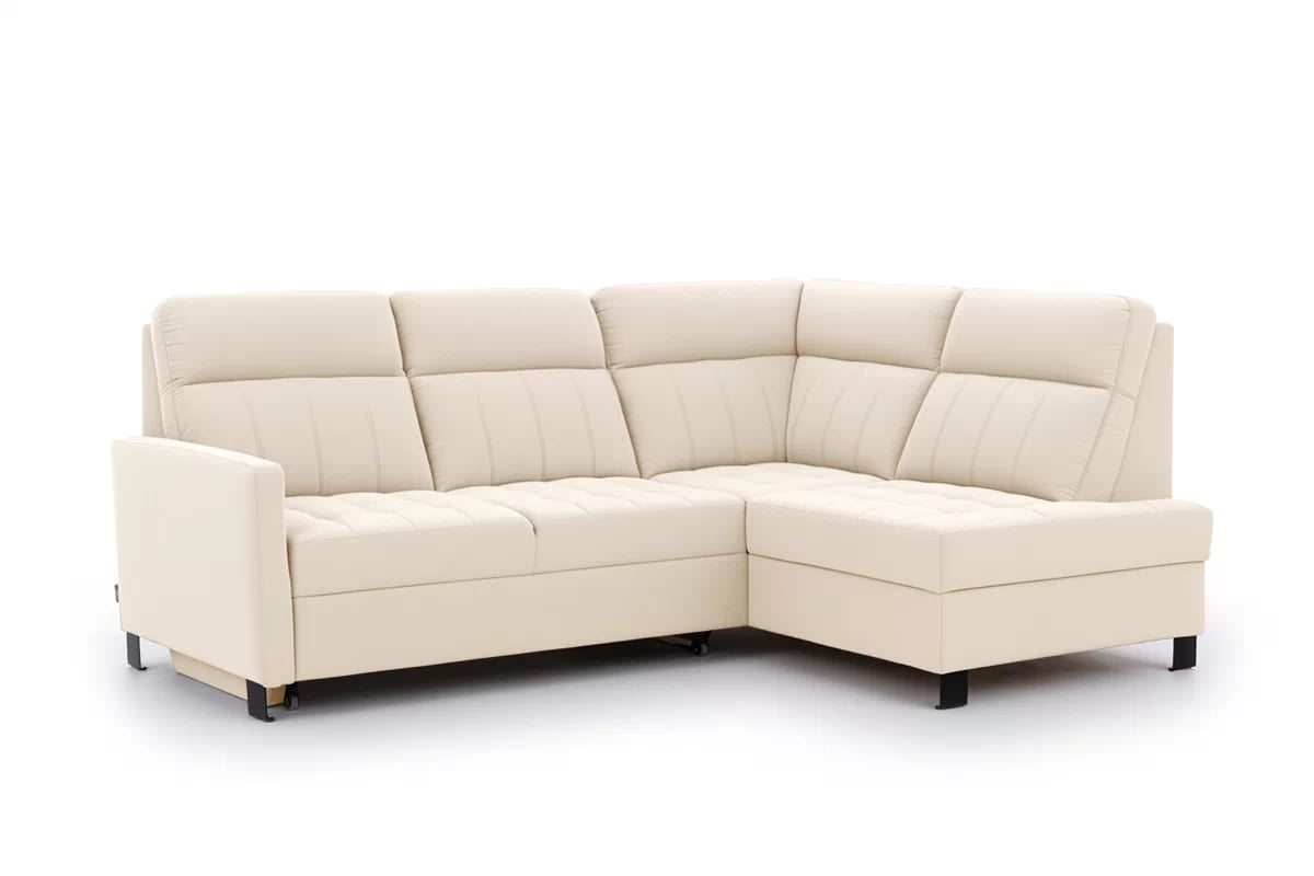 Rohová sedačka Gespano L pravostranná s úzkou opierkou - krémová tkanina Sand 03 Rohová sedacia súprava Gespano L pravá strana z waskim bokiem - kremowa dzianina Sand 03