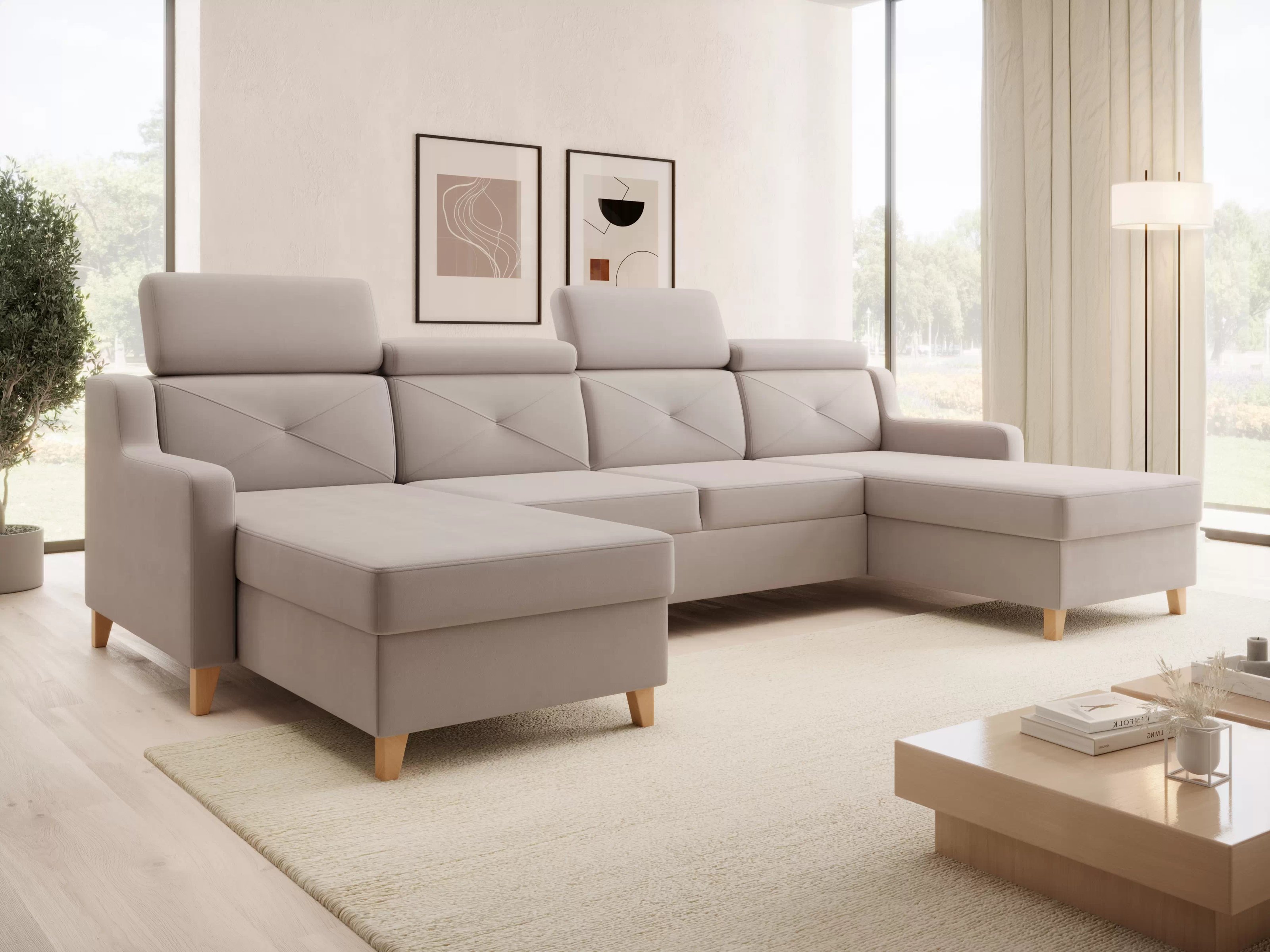 Rohová sedacia súprava Laksaro U - tmavobéžový zamat Jasmine 25 Rohová sedacia súprava Laksaro U uniwersalny prawo/Ľavá strana - ciemno béžový velúr Jasmine 25 