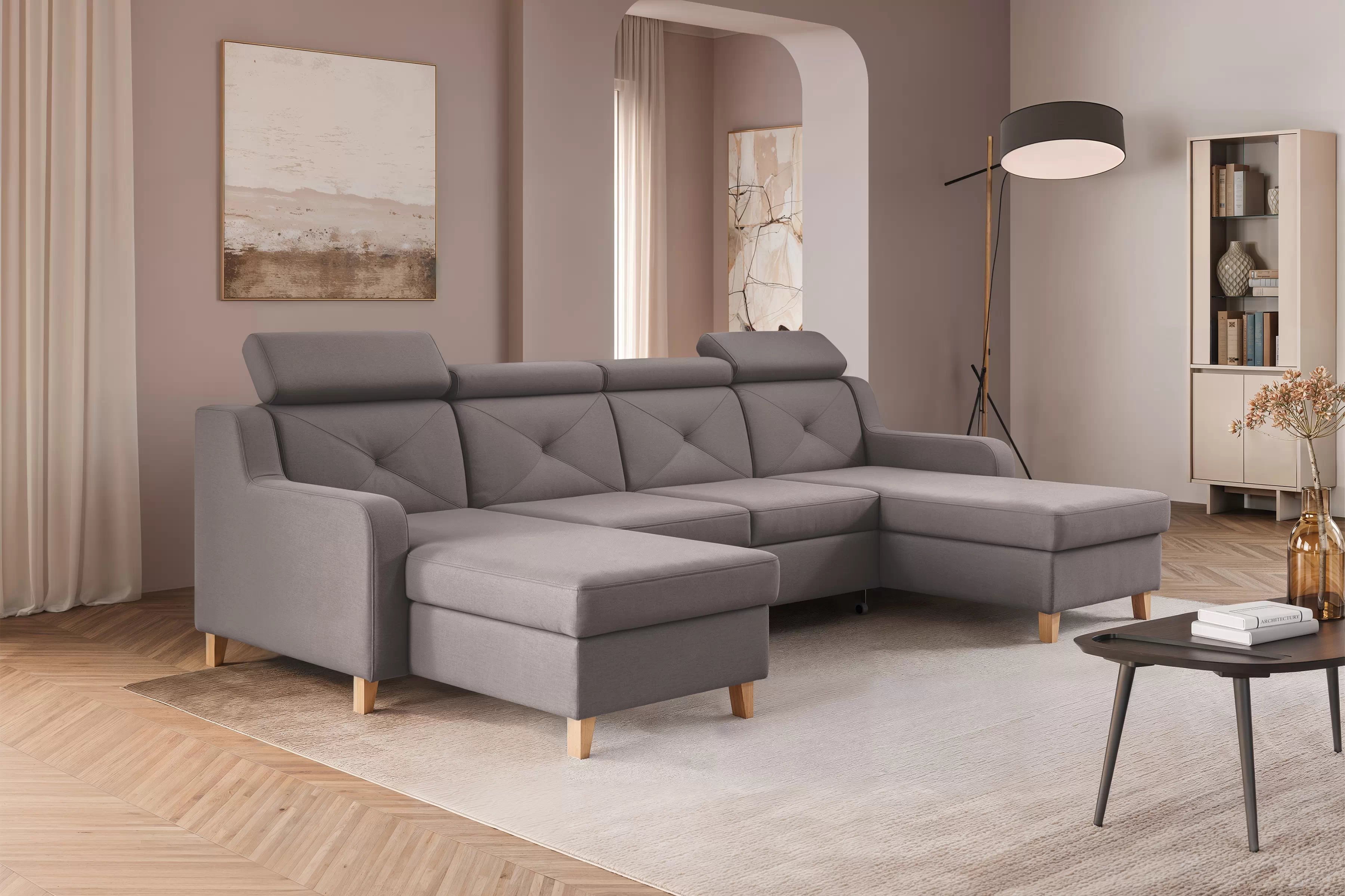 Rohová sedacia súprava Laksaro U - tmavobéžový zamat Jasmine 25 Rohová sedacia súprava Laksaro U uniwersalny prawo/Ľavá strana - ciemno béžový velúr Jasmine 25 