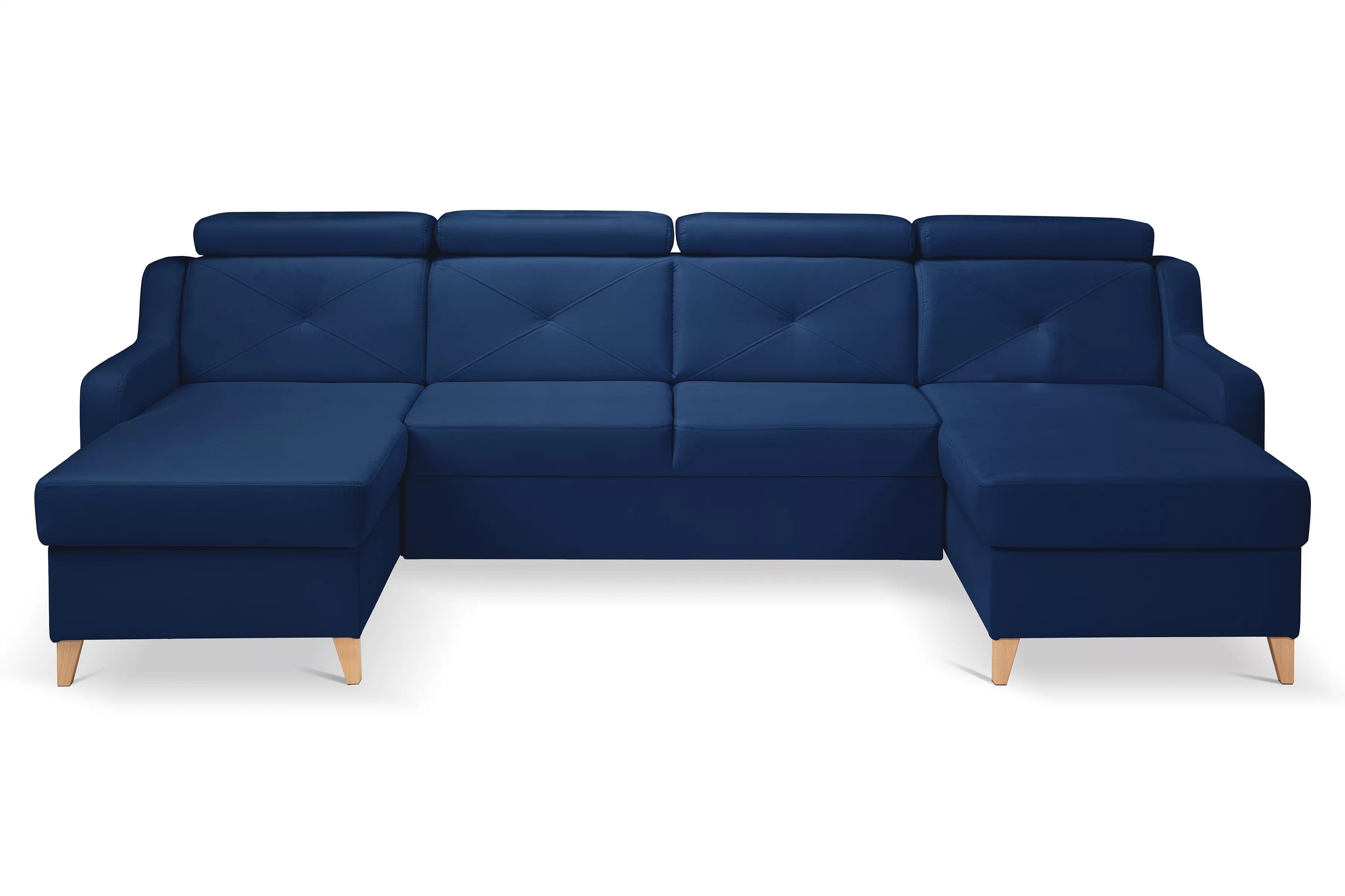 Rozkládací rohová sedací souprava Laksaro U - tmavě modrá Trinity 31 Rohová sedací souprava Laksaro U uniwersalny prawo/levá - tmavě modrá welwet Trinity 31