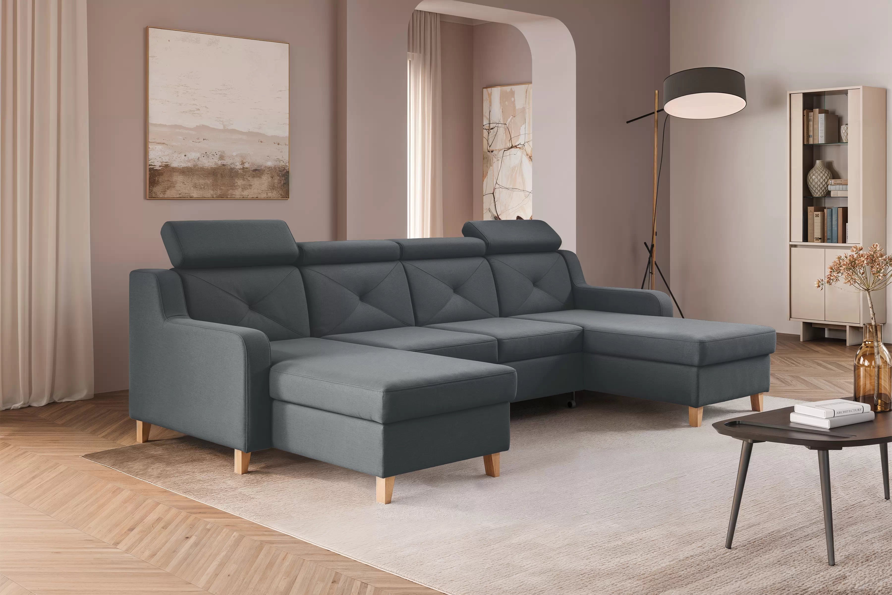 Rohová sedacia súprava Laksaro U - sivý zamat Jasmine 96 Rohová sedacia súprava Laksaro U uniwersalny prawo/Ľavá strana - šedý velúr Jasmine 96